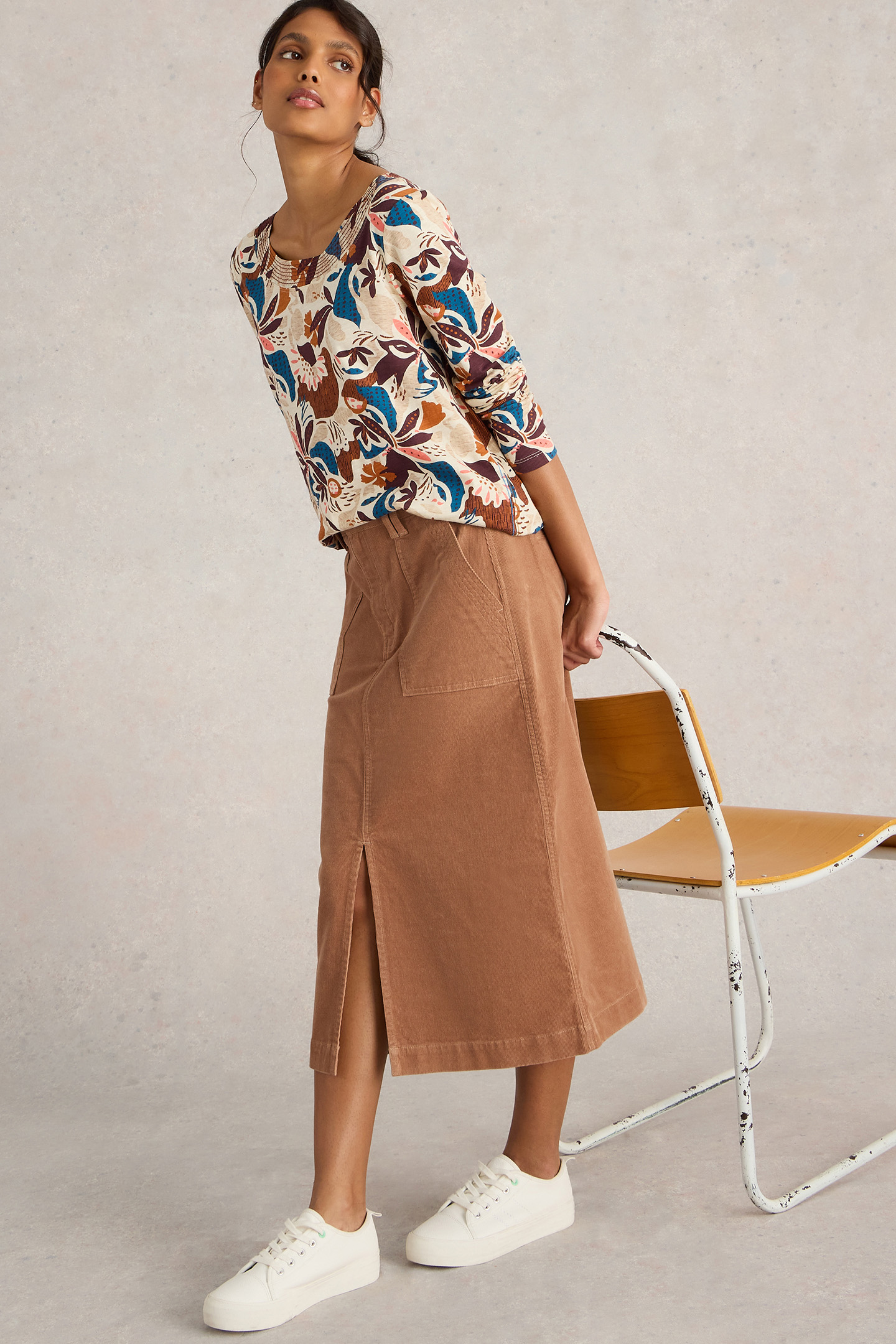 MAREN ORGANIC CORD SKIRT LIGHT NATURAL 5