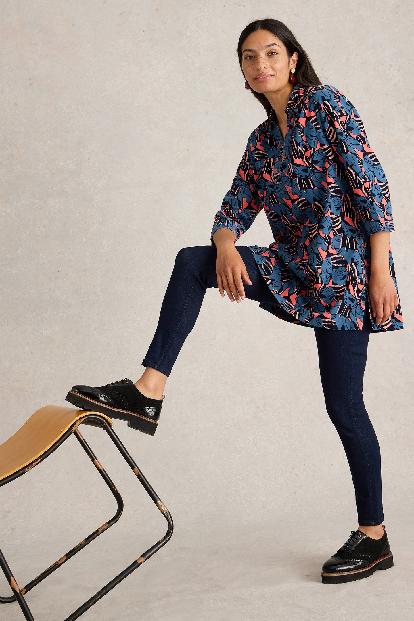 BLAIRE CORD TUNIC NAVY PRINT 3