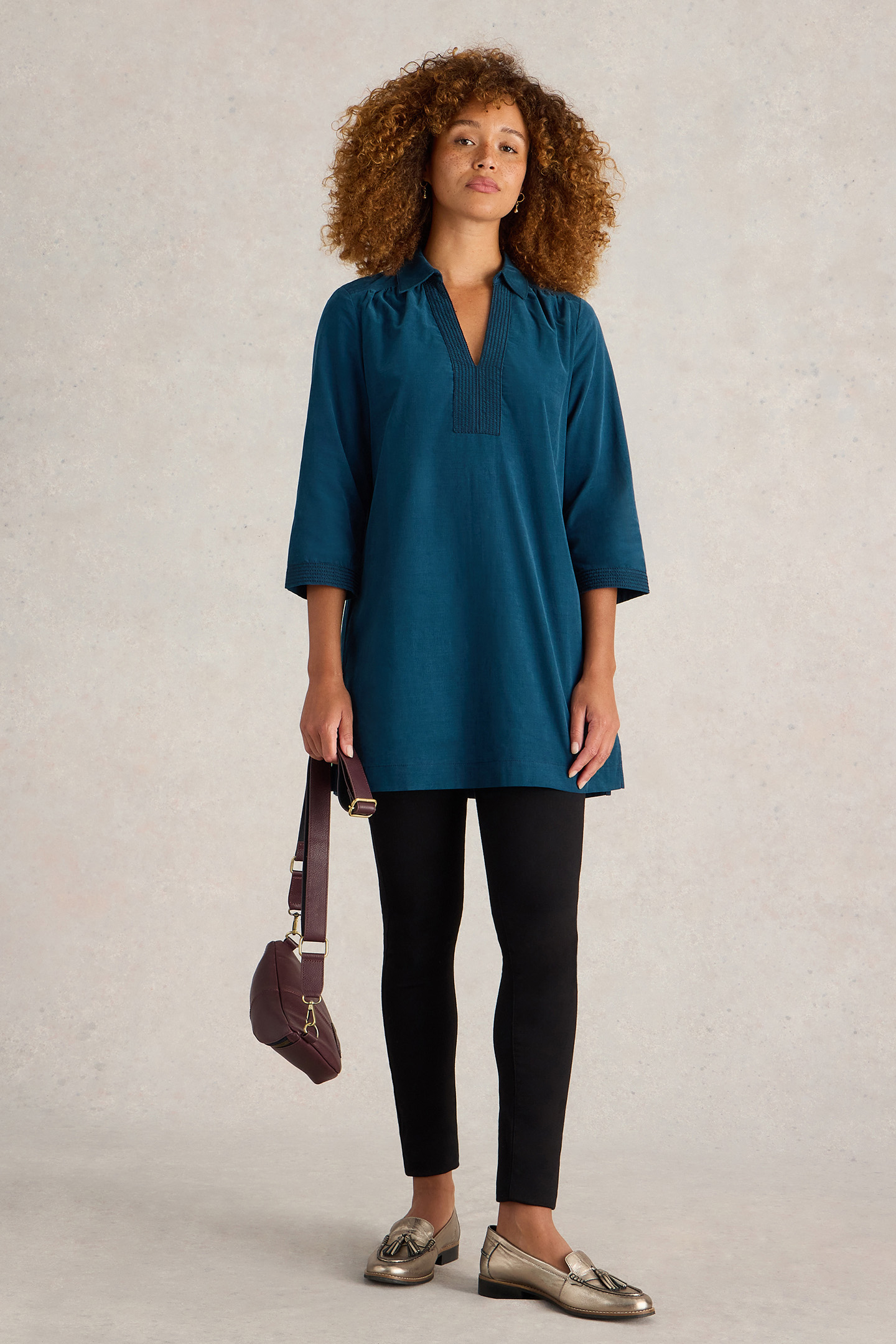 BLAIRE CORD TUNIC DARK TEAL 1
