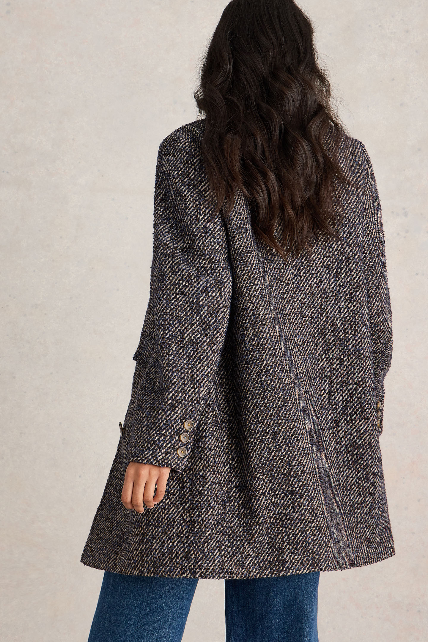 KARLA TWEEDY COAT NAVY MULTI 2