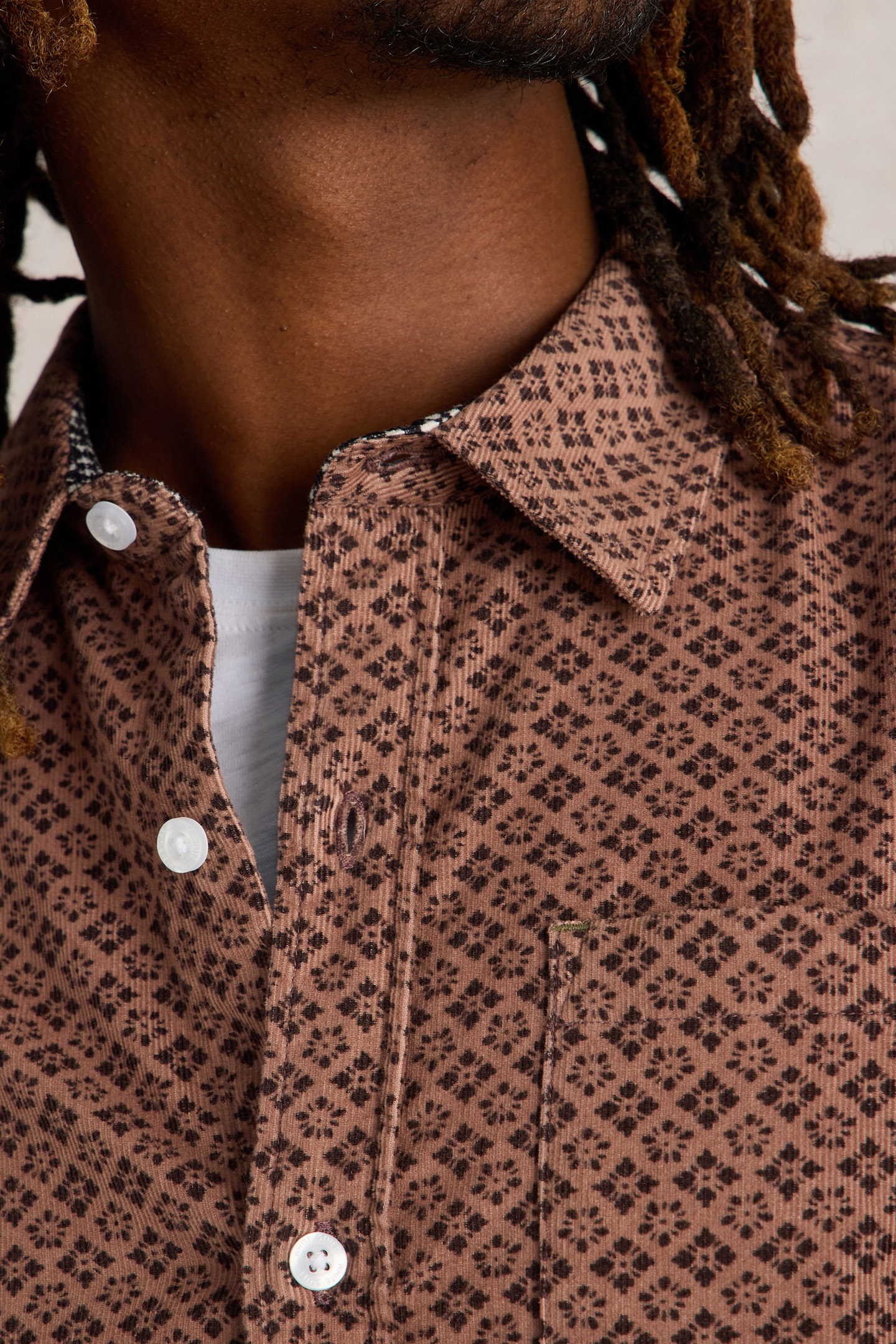 GEO PRINTED CORD SHIRT DARK PINK 4