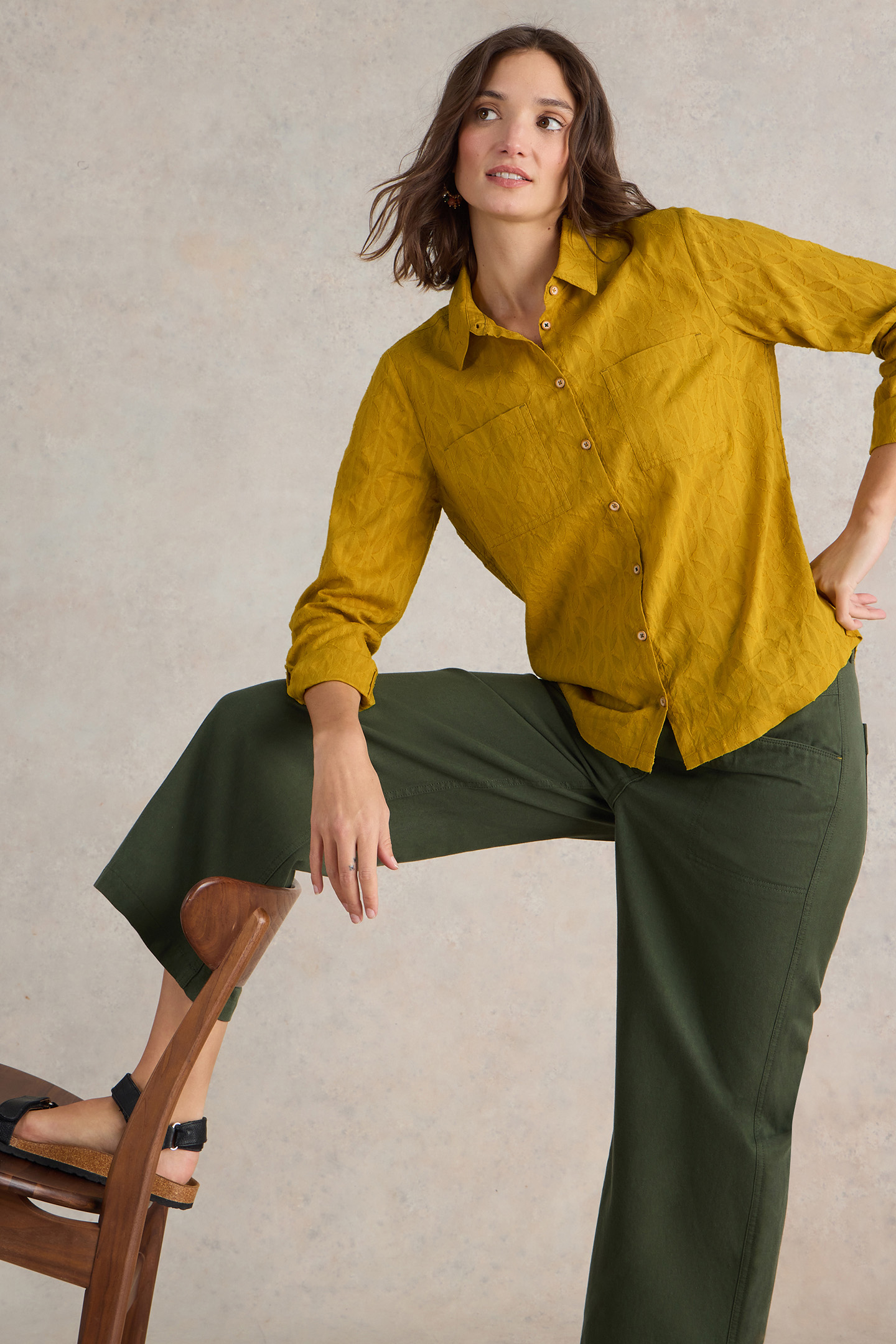 SOPHIE ORGANIC COTTON SHIRT CHARTREUSE MULTI 4