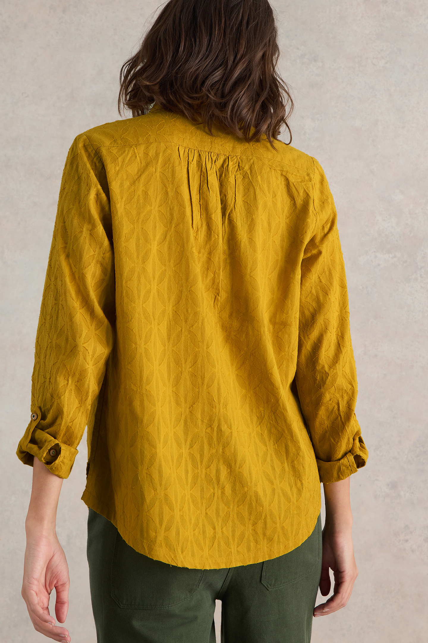 SOPHIE ORGANIC COTTON SHIRT CHARTREUSE MULTI 2