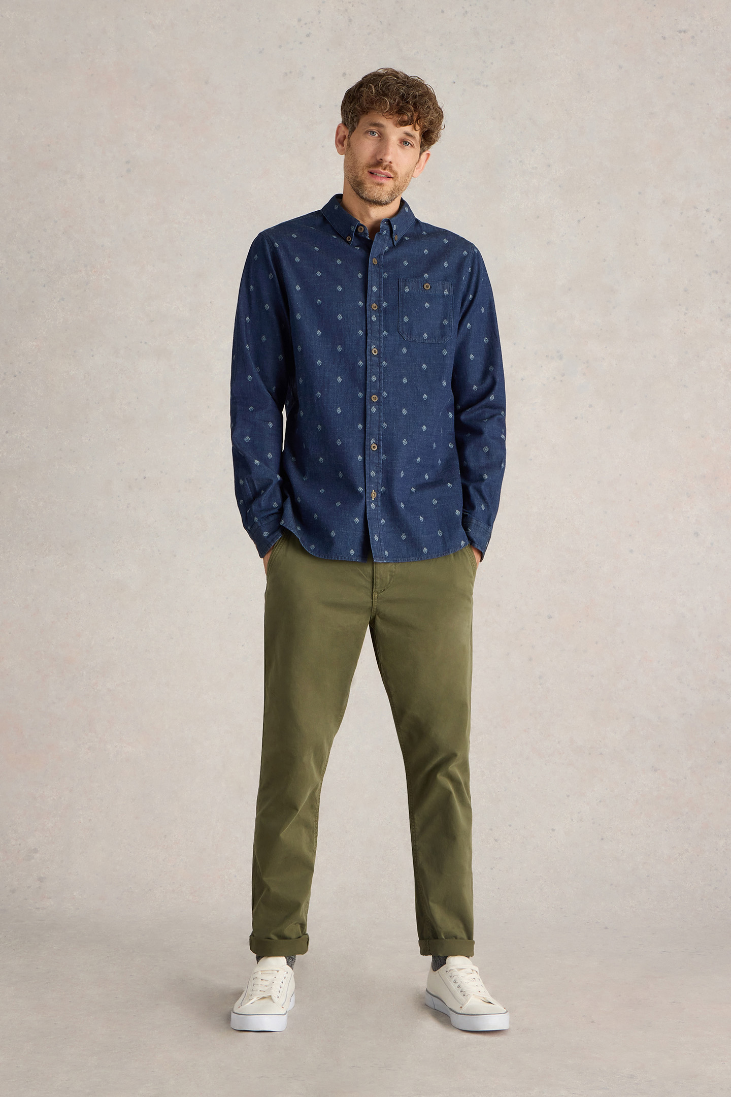 DENIM DOBBY SHIRT INDIGO BLUE by White Stuff