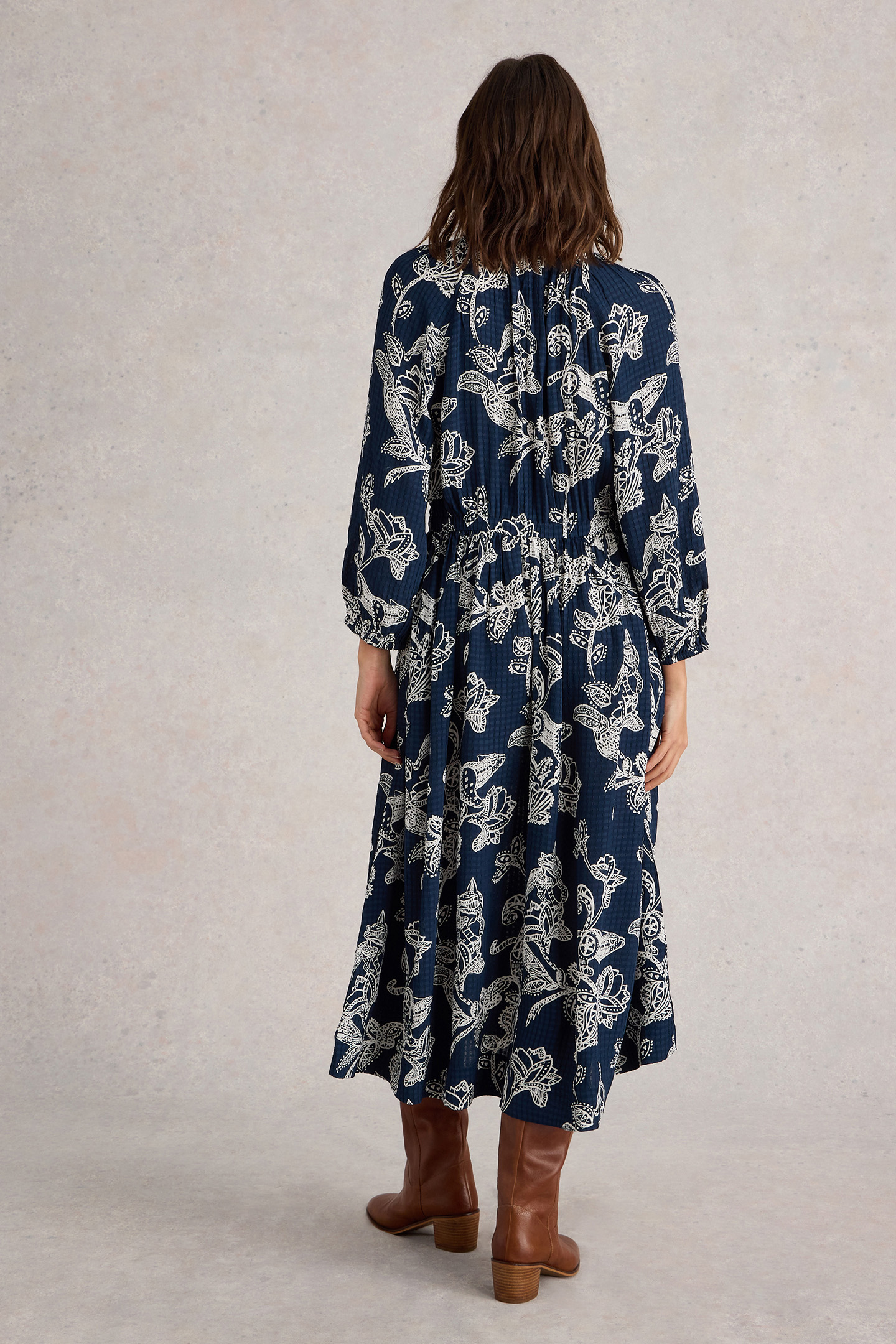 SKYLAR MIDI DRESS NAVY PRINT 2