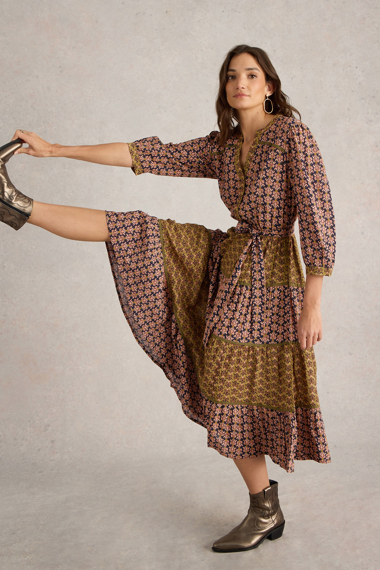 MABEL MIXED PRINT DRESS BLACK PRINT 4