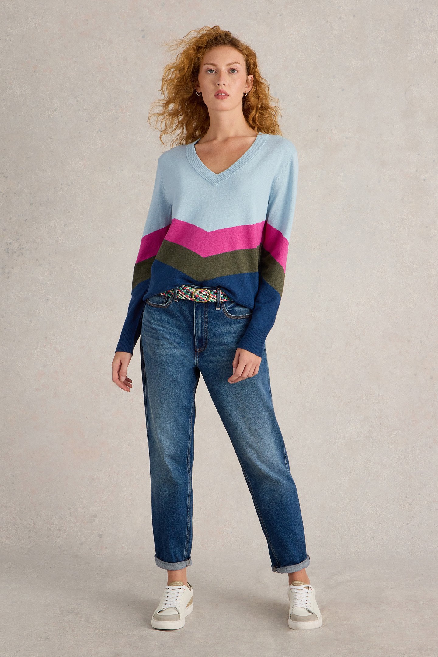 MAGGIE V NECK JUMPER BLUE MULTI 3