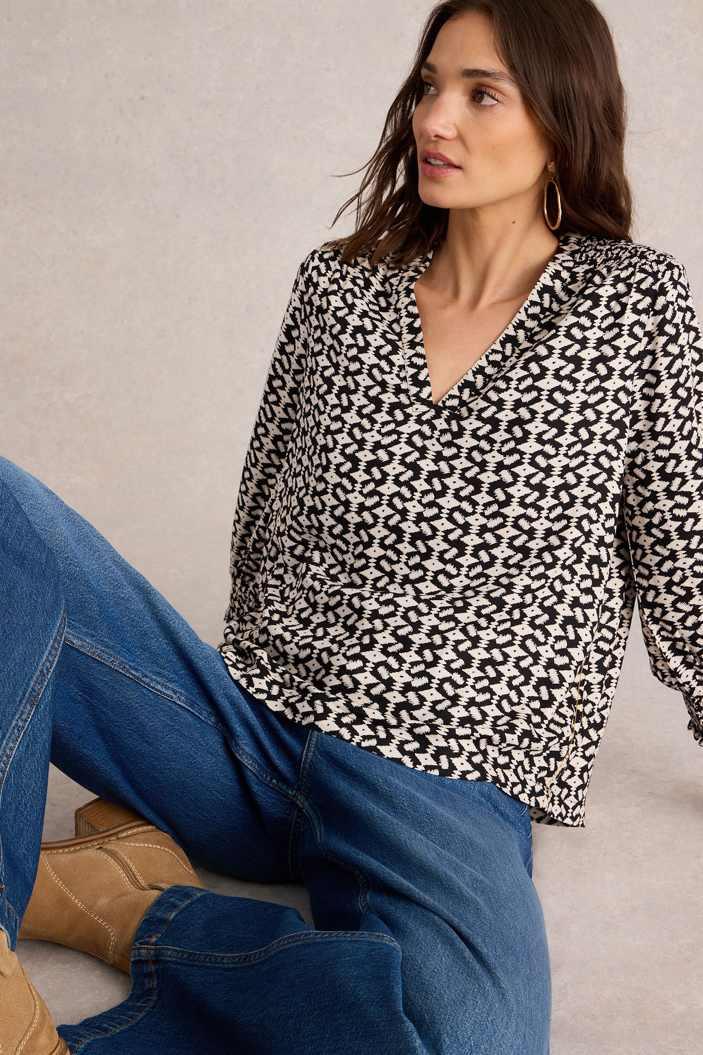 ELISA TOP BLACK PRINT 4