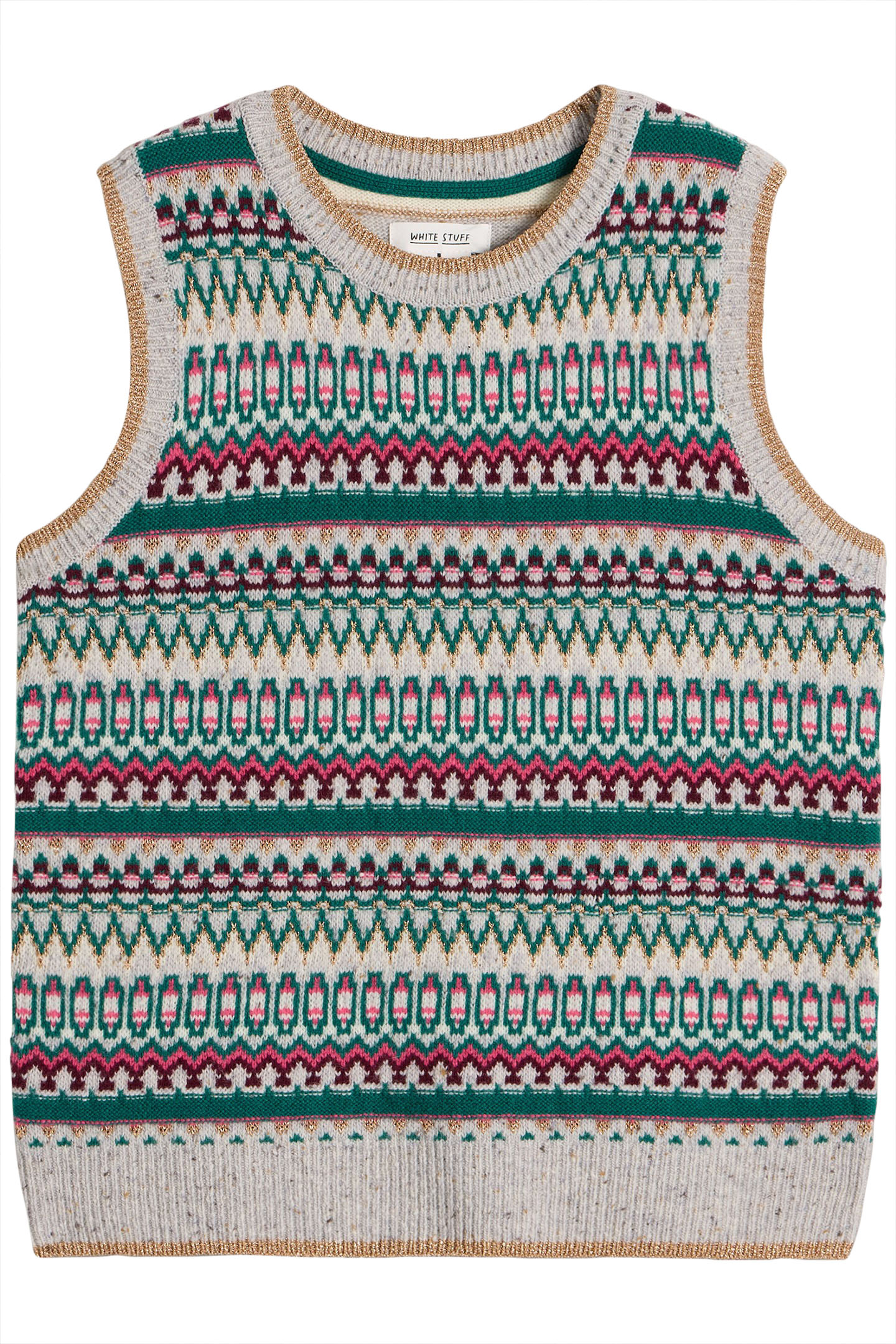 FAY SPARKLE FAIRISLE TANK GREY MULTI 3