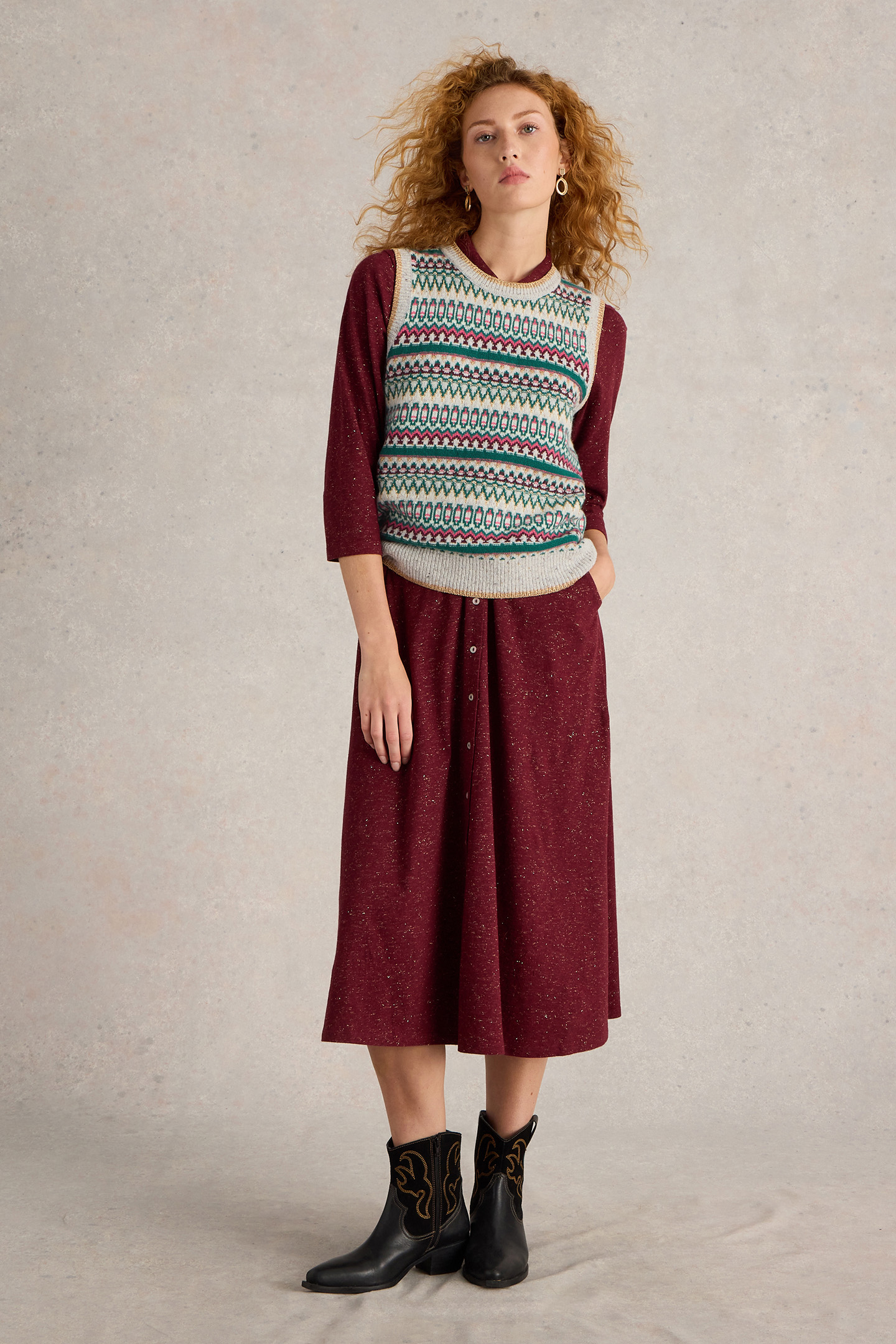 FAY SPARKLE FAIRISLE TANK GREY MULTI 1