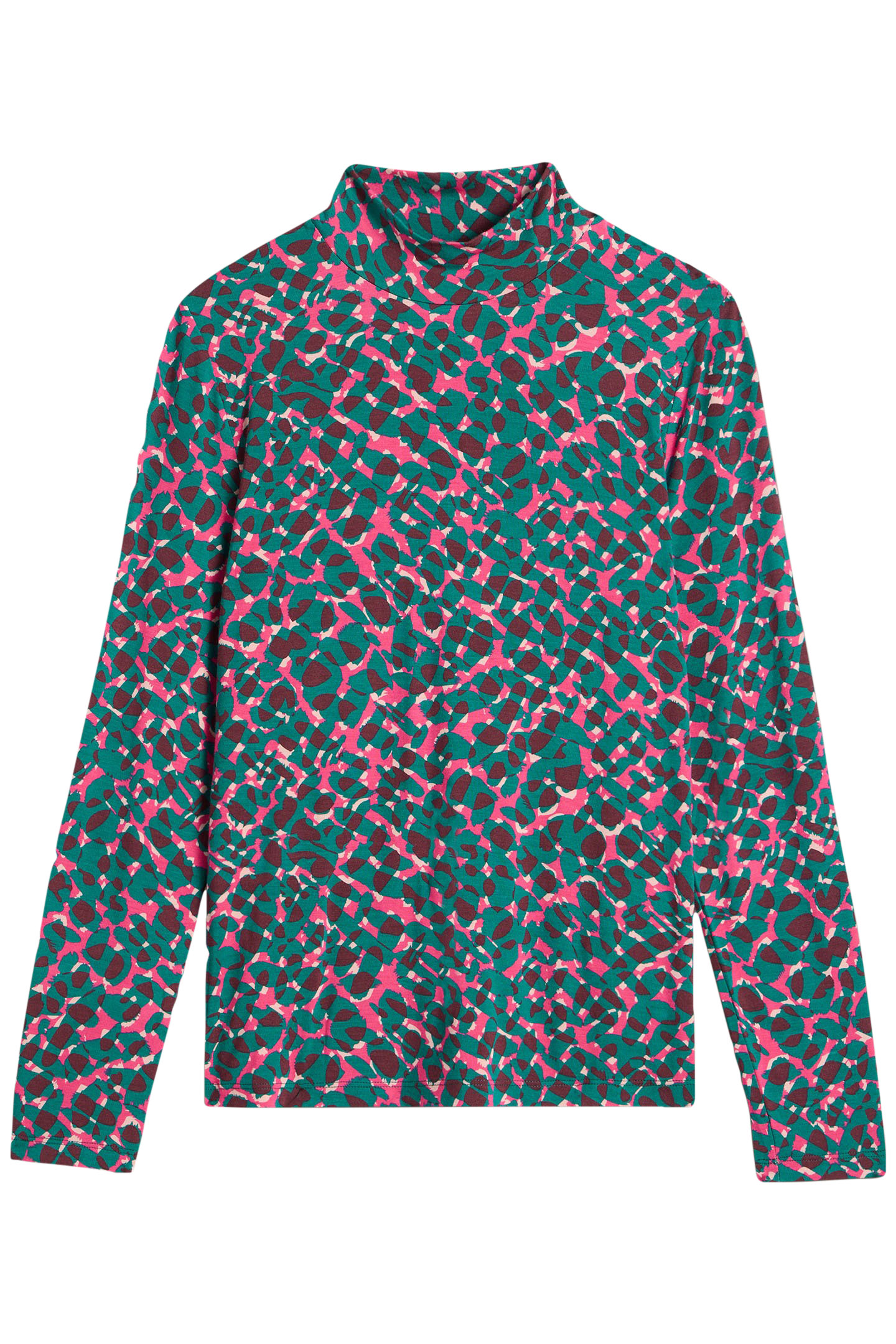 CAMILLE HIGH NECK TEE TEAL MULTI 1