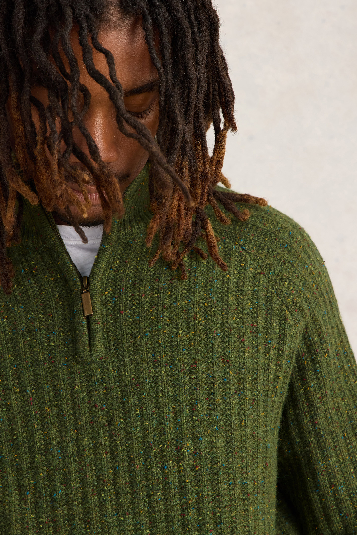CHUNKY FUNNEL NECK JUMPER GREEN MULTI 5