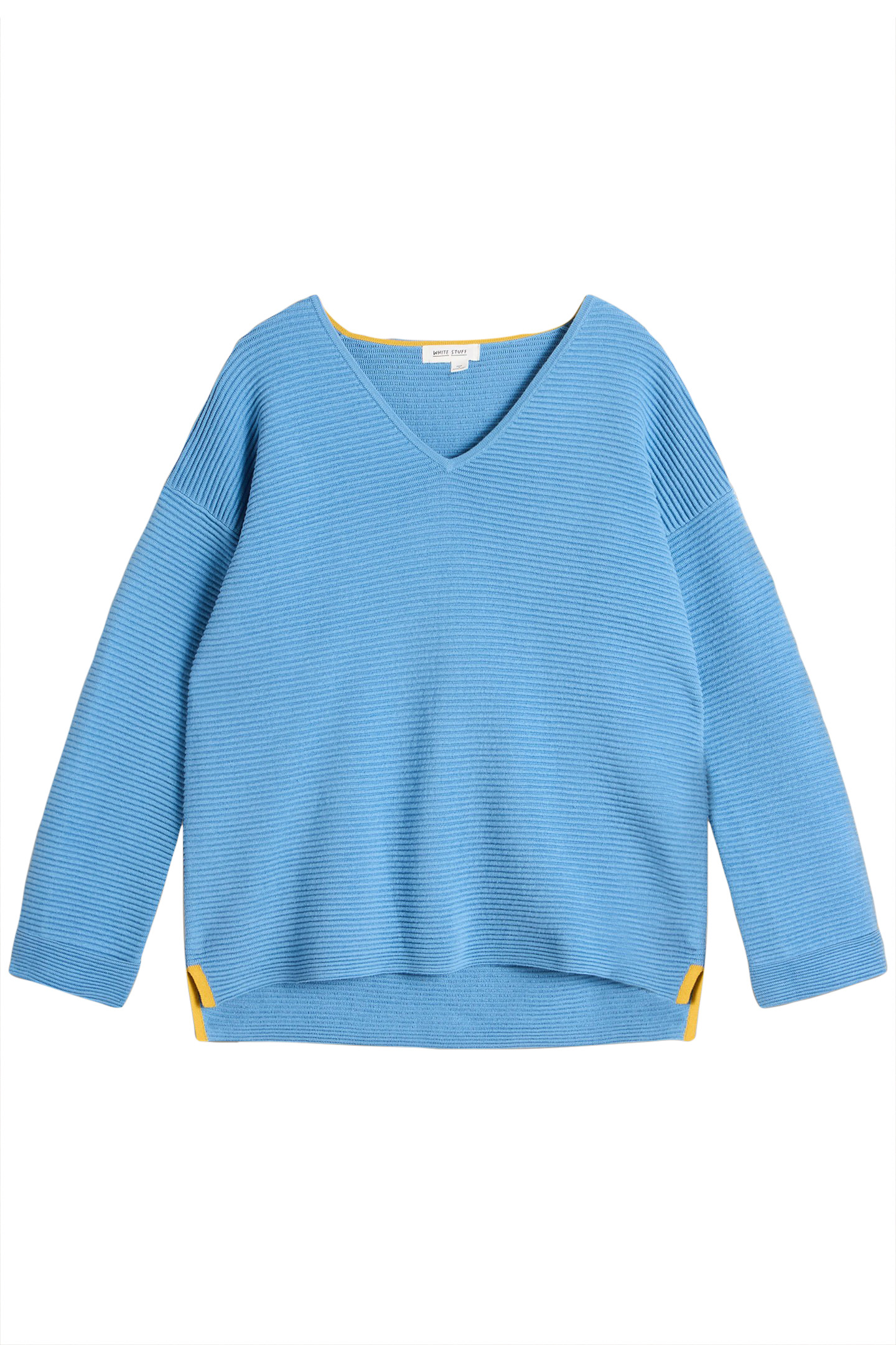 JANA V NECK JUMPER MID BLUE 2