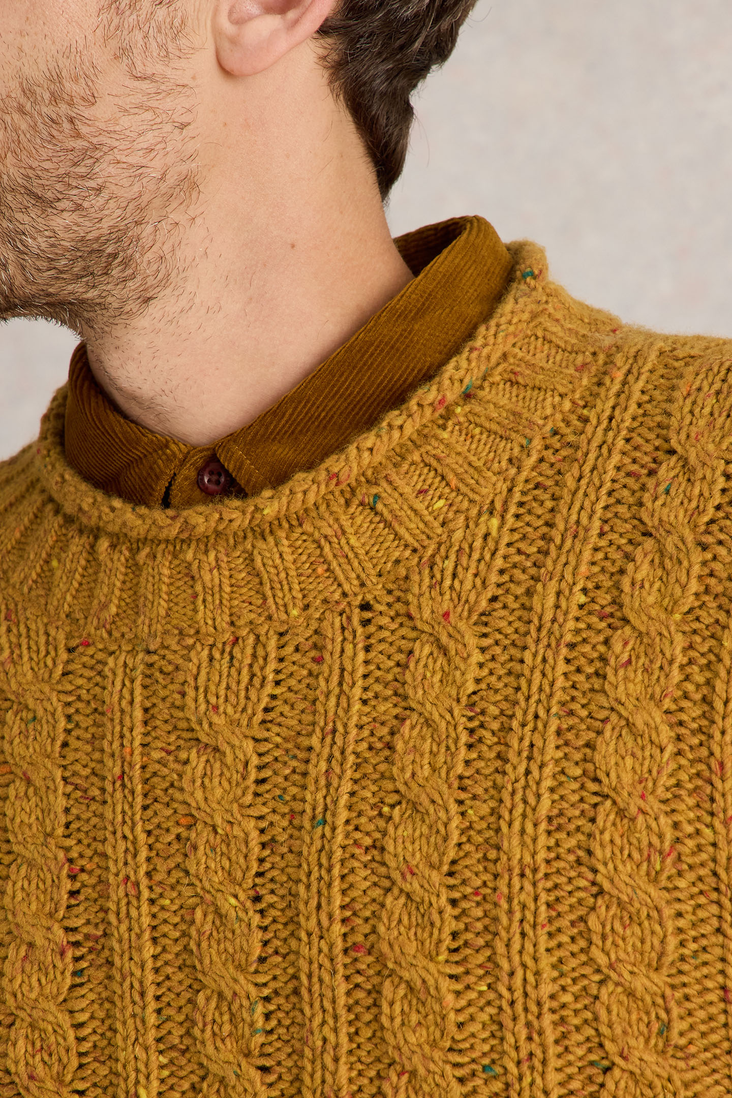 CABLE MIX CREW NECK MID YELLOW 5