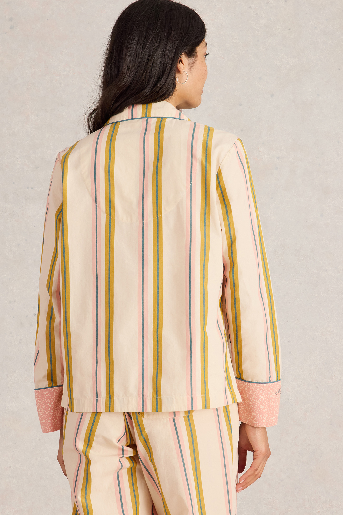 NINA ORGANIC STRIPE PJ SHIRT IVORY MULTI 2