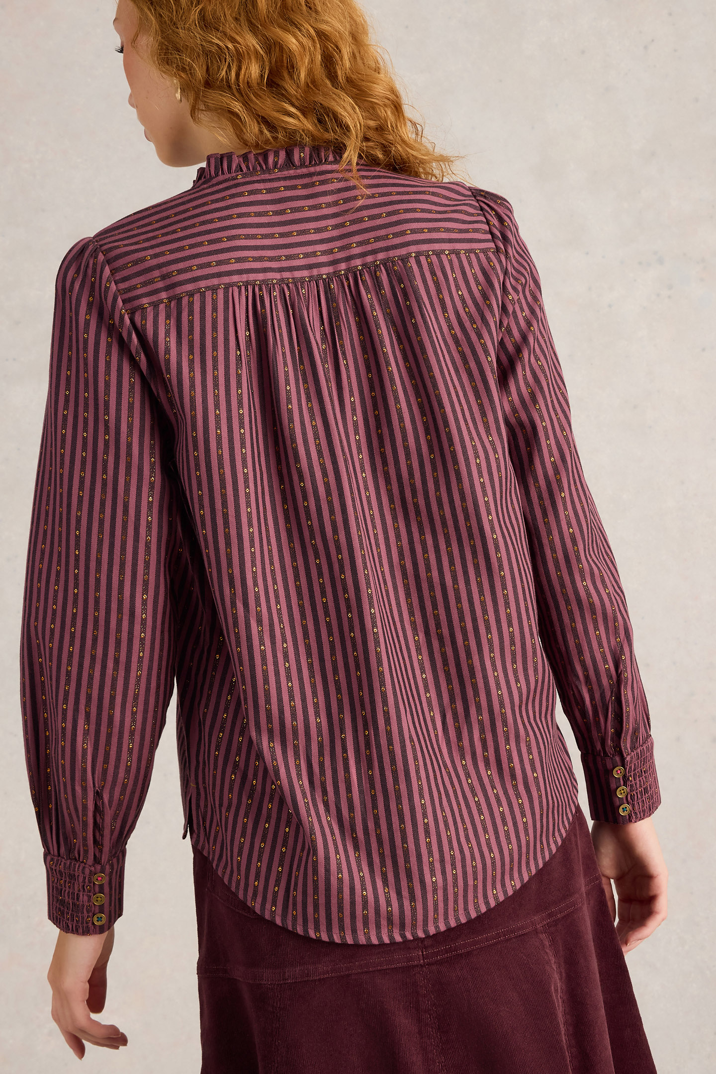 ASTER METALLIC STRIPE SHIRT PLUM MULTI 2
