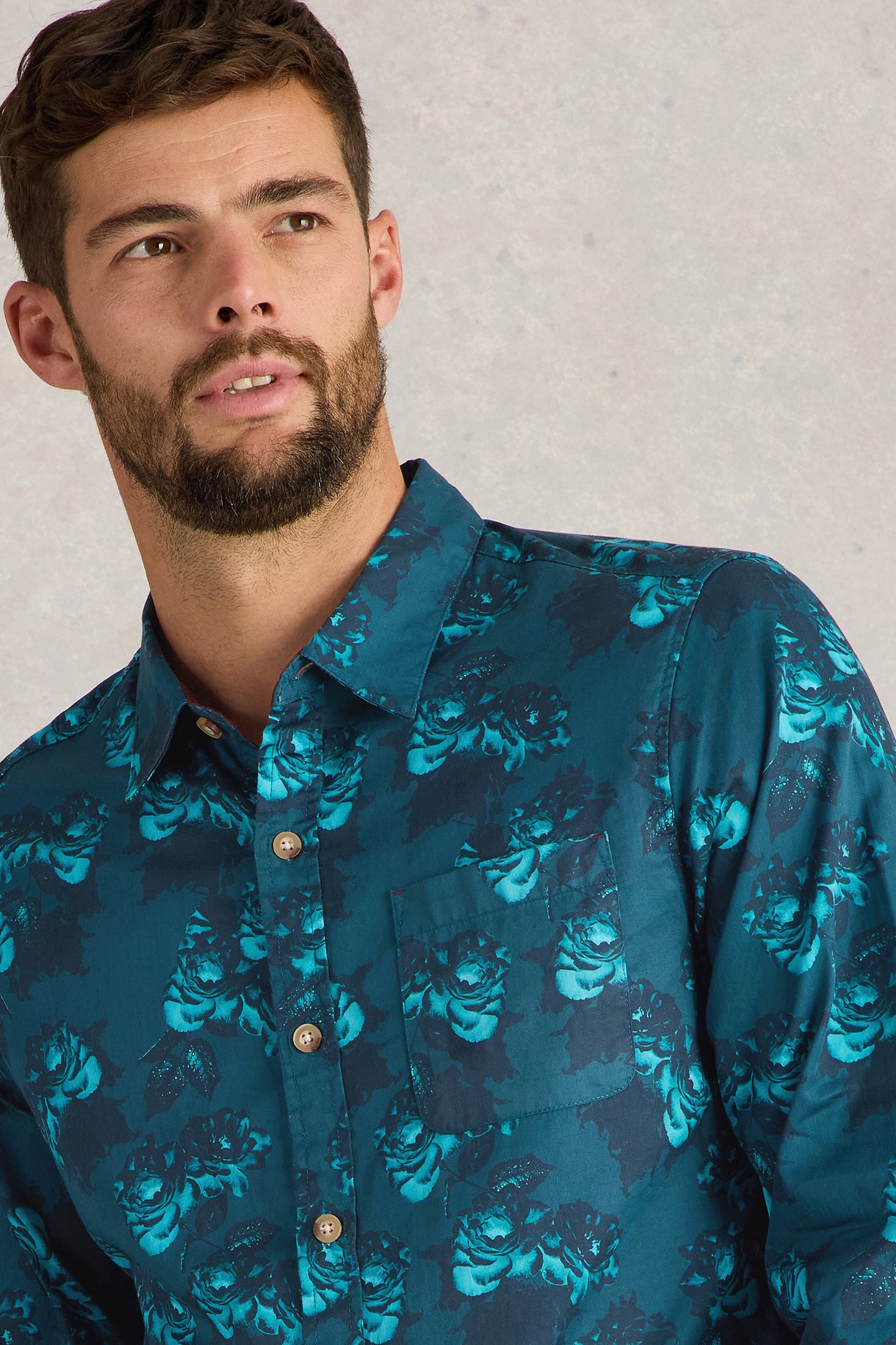 DARK FLORAL PRINTED SHIRT BLUE PRINT 5