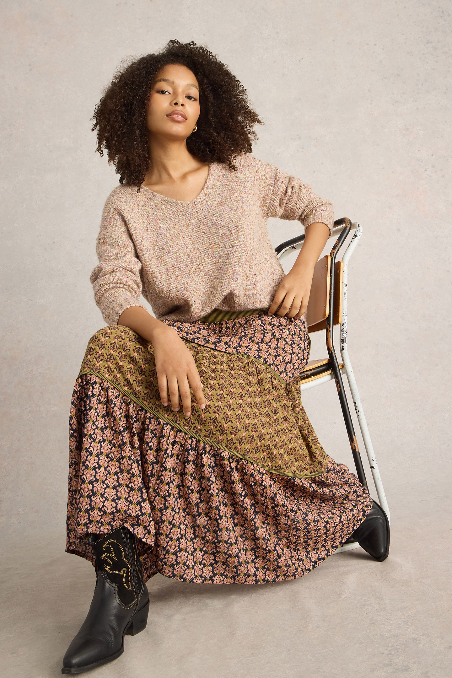 MABEL MIXED PRINT SKIRT BLACK MULTI 4