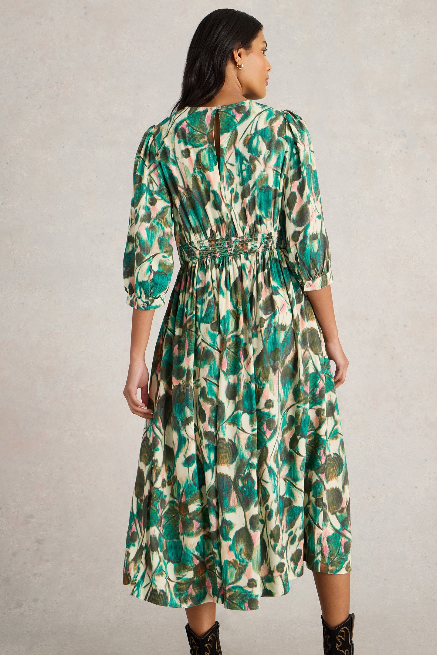 LUCY MIDI DRESS GREEN PRINT 2