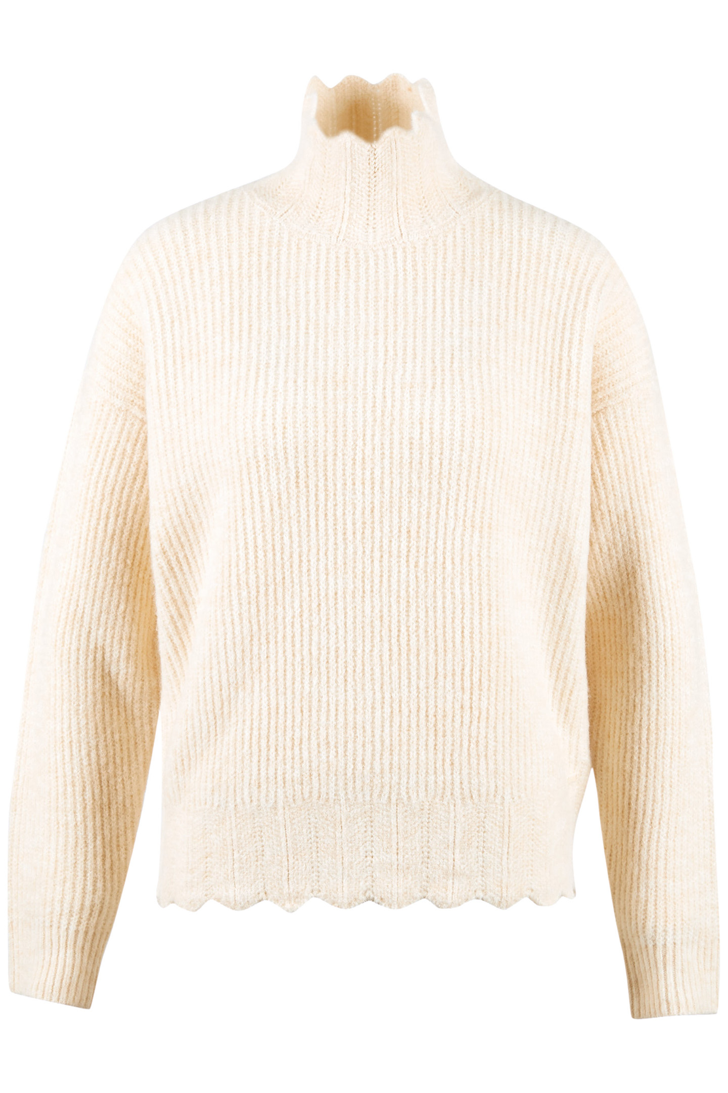 SHORT PULLOVER WITH SCALLOPED HEMS IN WHITE 2