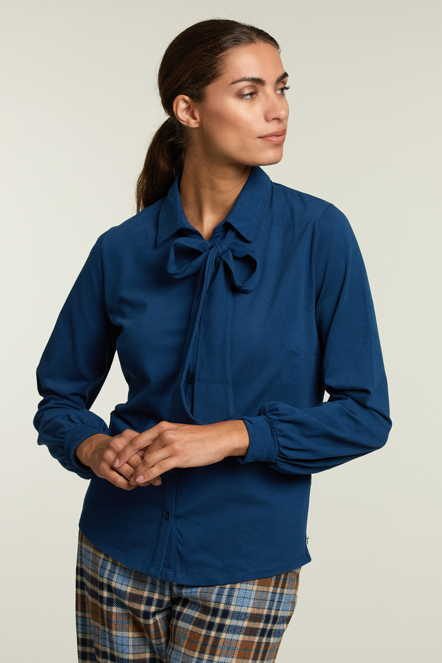 BLUE T-SHIRT WITH BOW AND BUTTONS 1