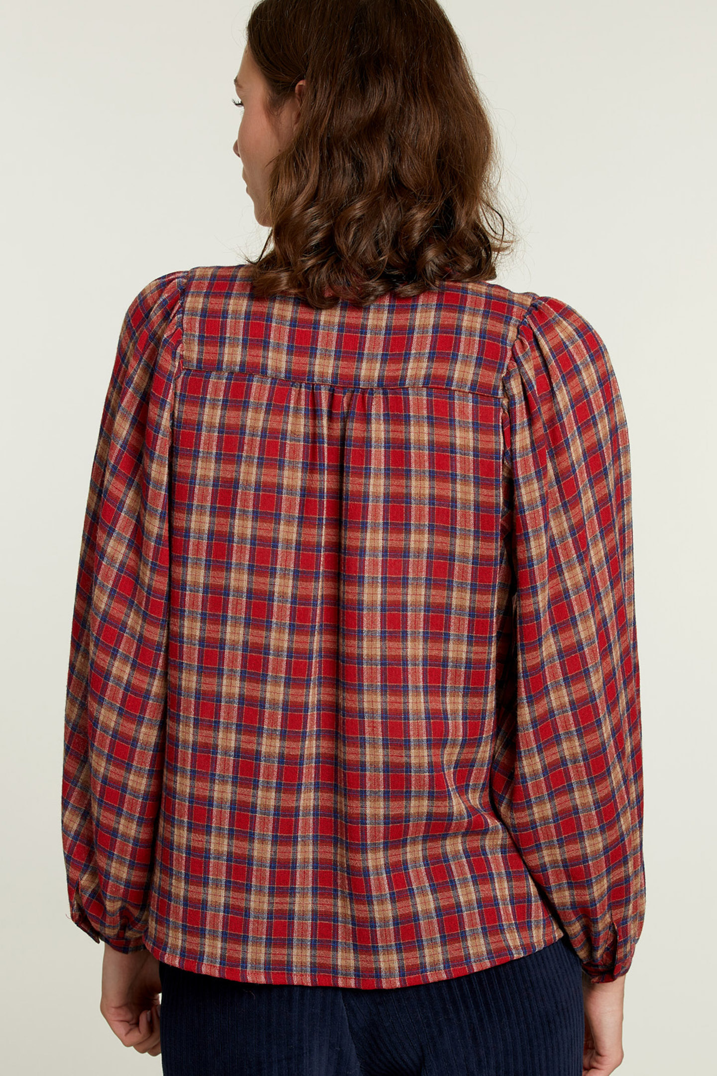 MULTI CHECKED V-NECK BLOUSE 2