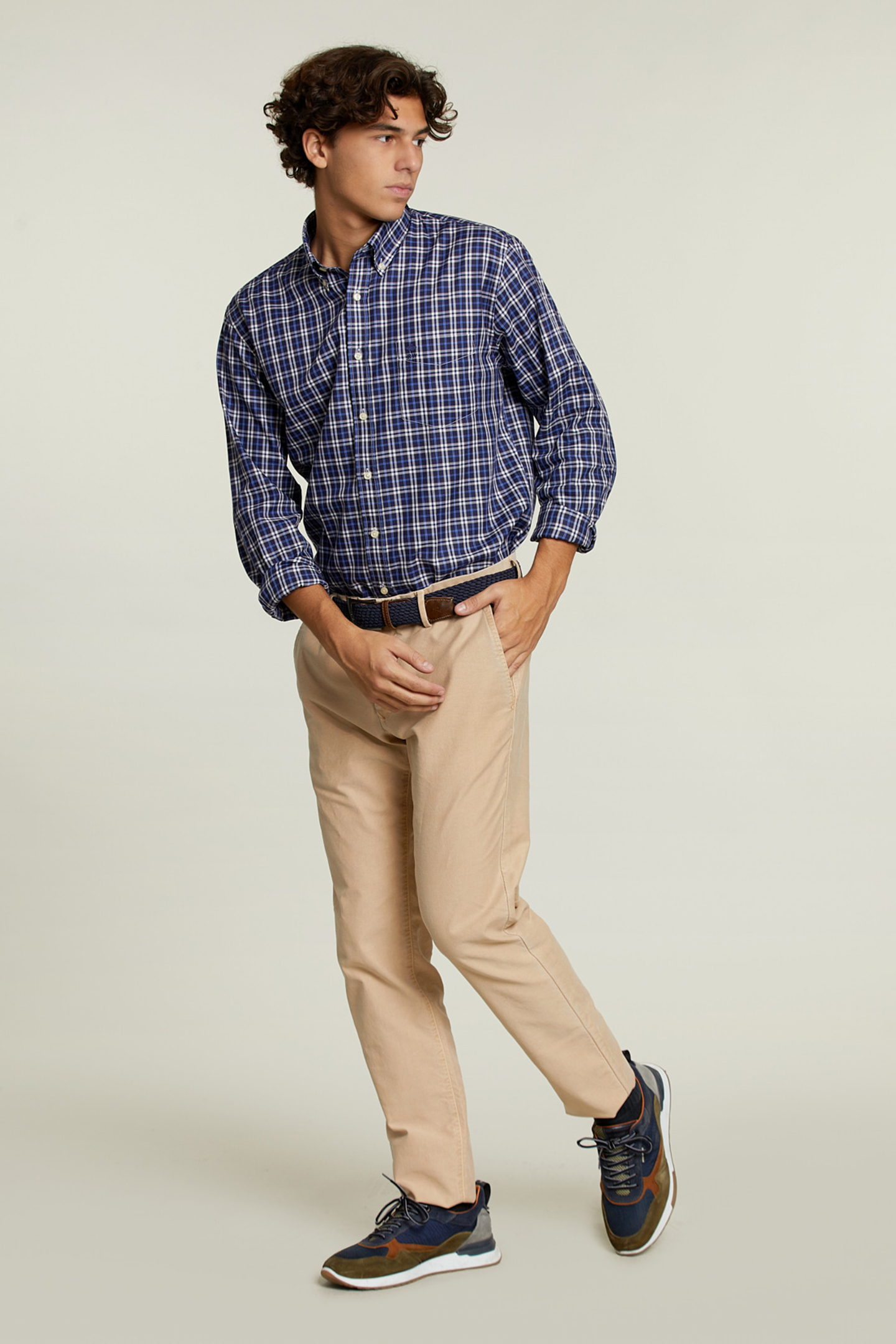 CUSTOM FIT CHECKED SHIRT BLUE/WHITE 3