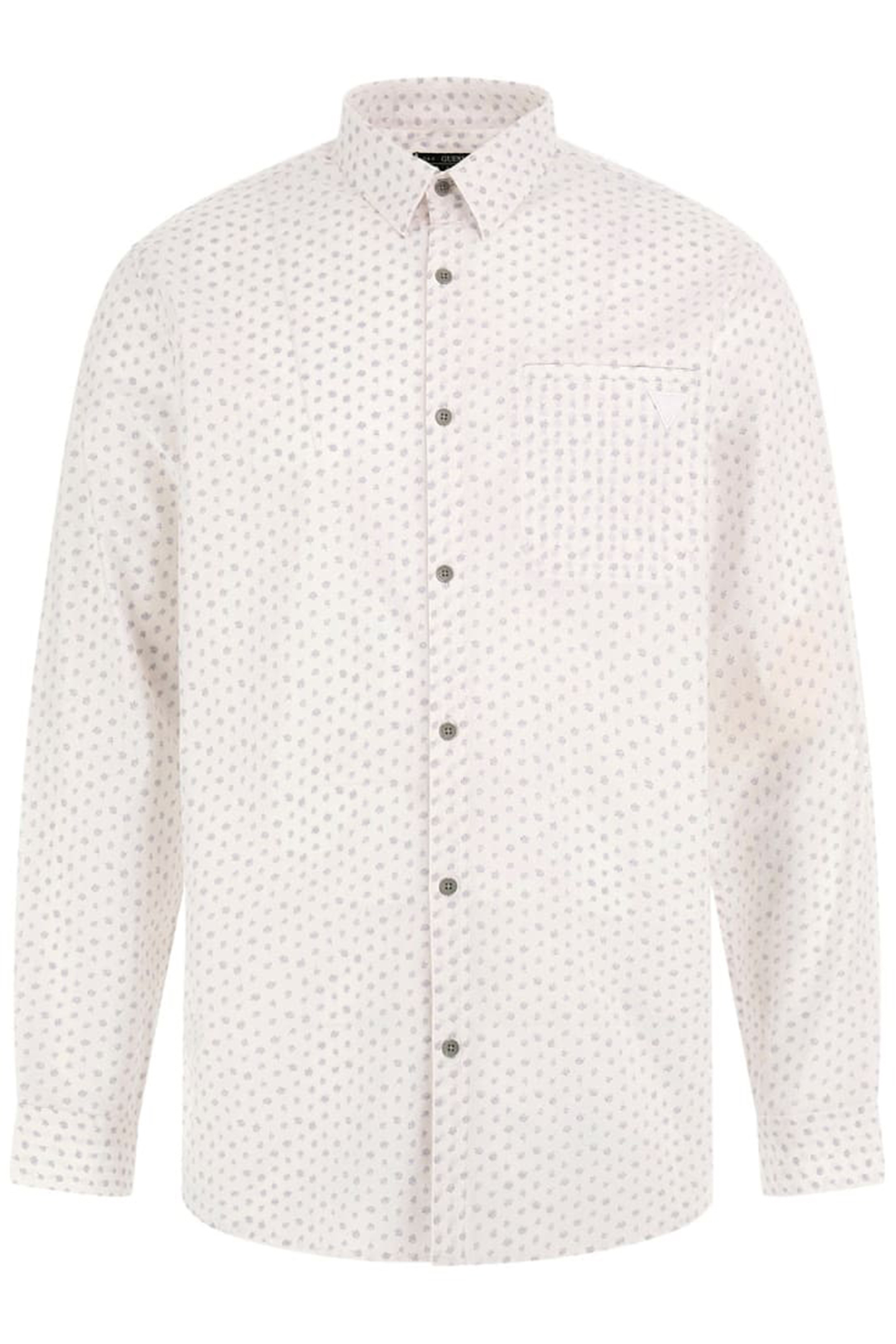 GUESS ECO LS COLLIN SHIRT MICRO FLOWER AOP WHI 4