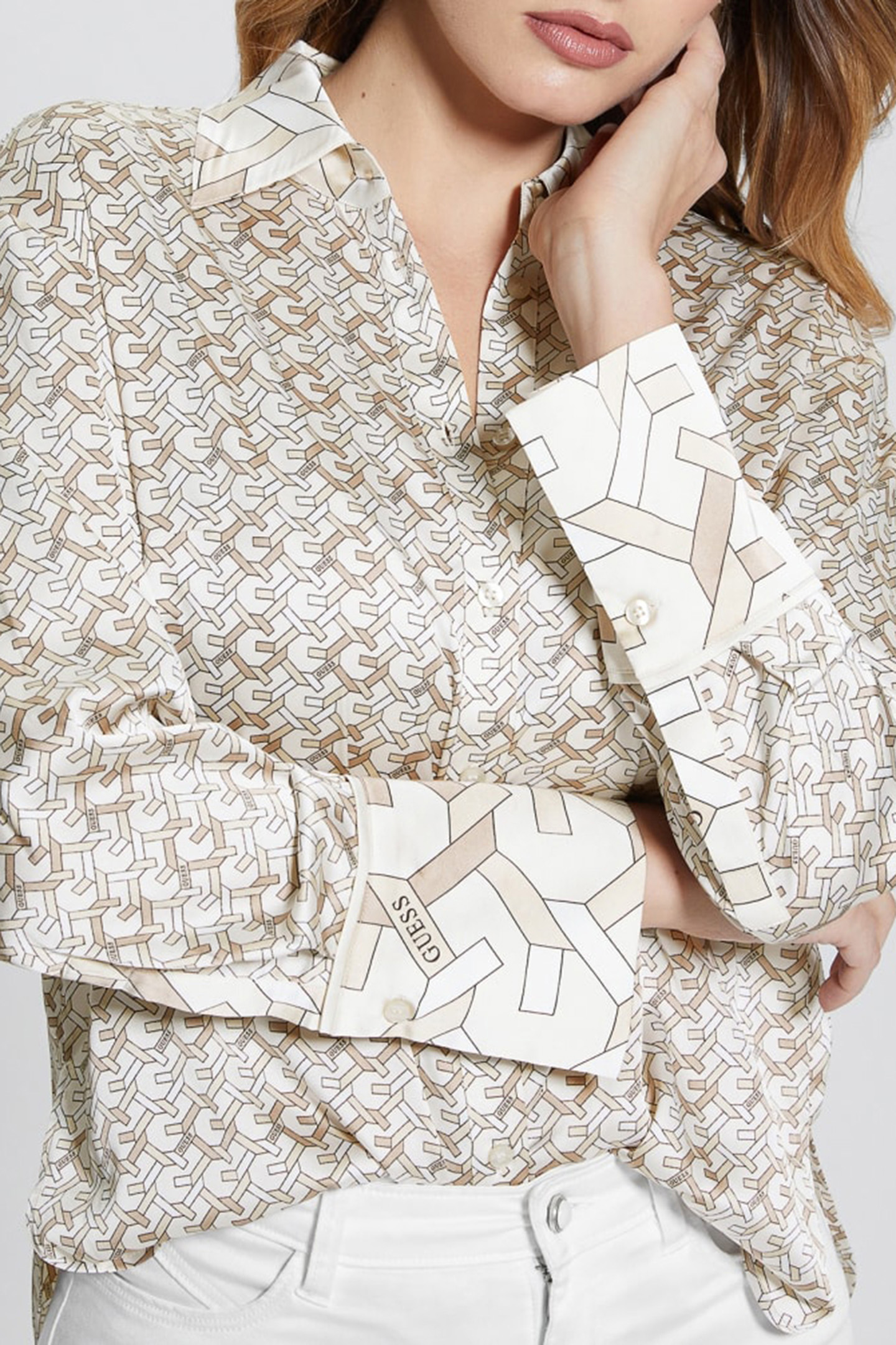 LS ALEXANDRA SHIRT NEW G LOGO SAND PRIN 5