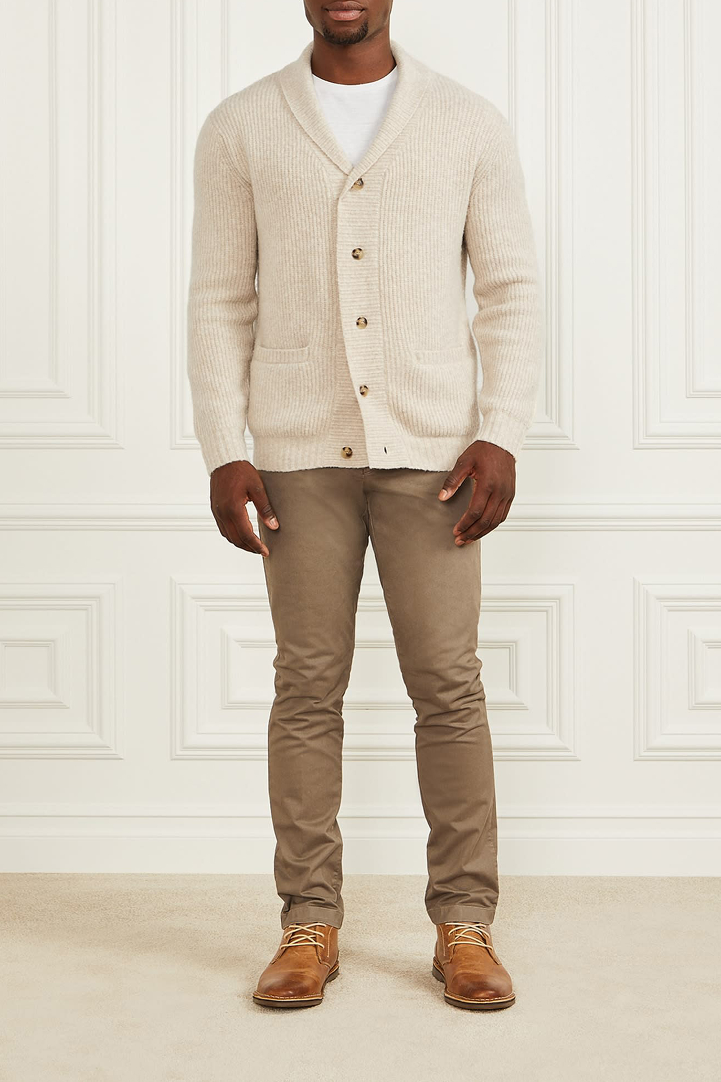 LS SHAWL NECK CARDI VANILLA BEIGE HEATHE 3