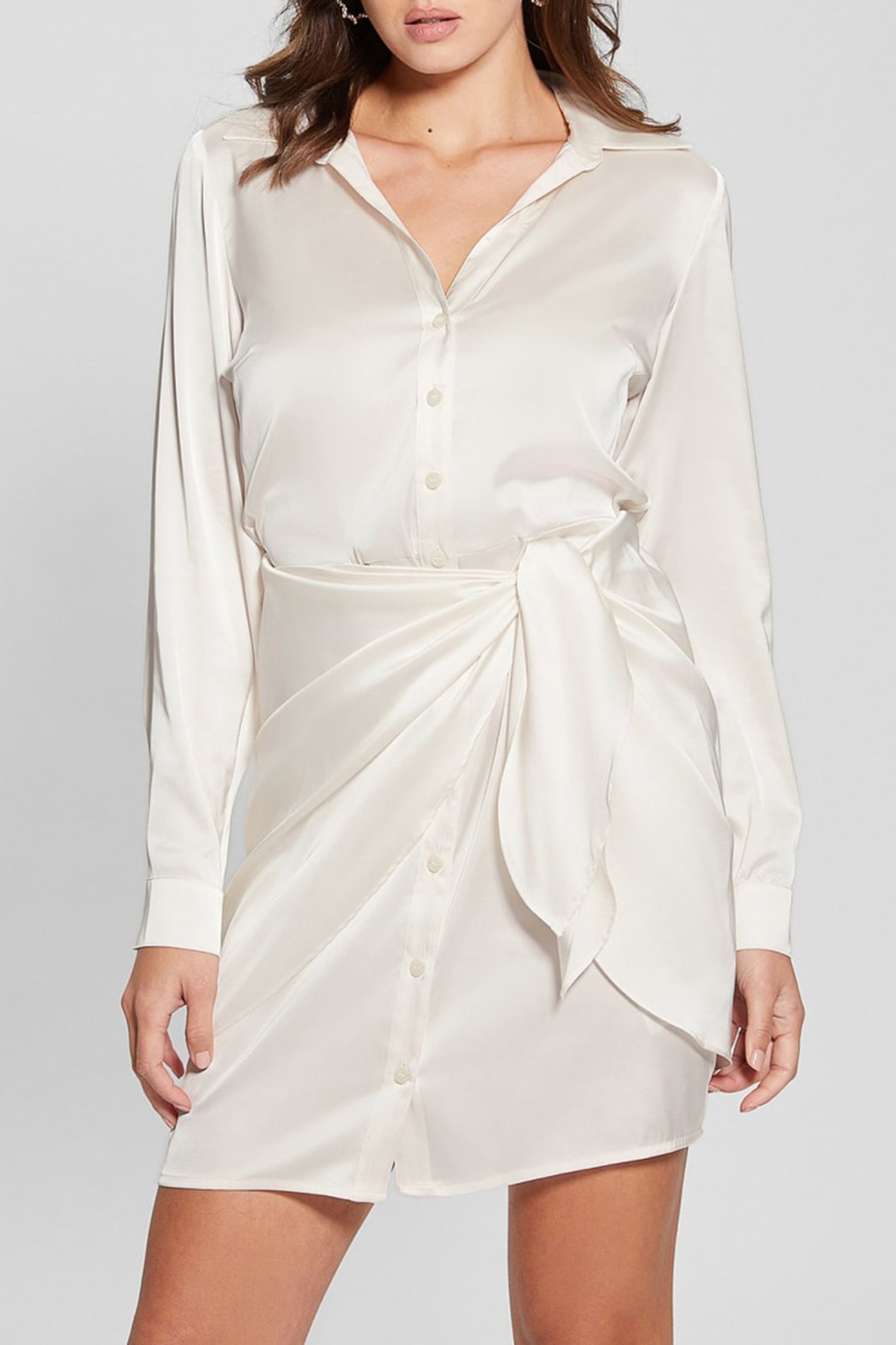 ES LS ALYA DRESS CREAM WHITE by GUESS ECO