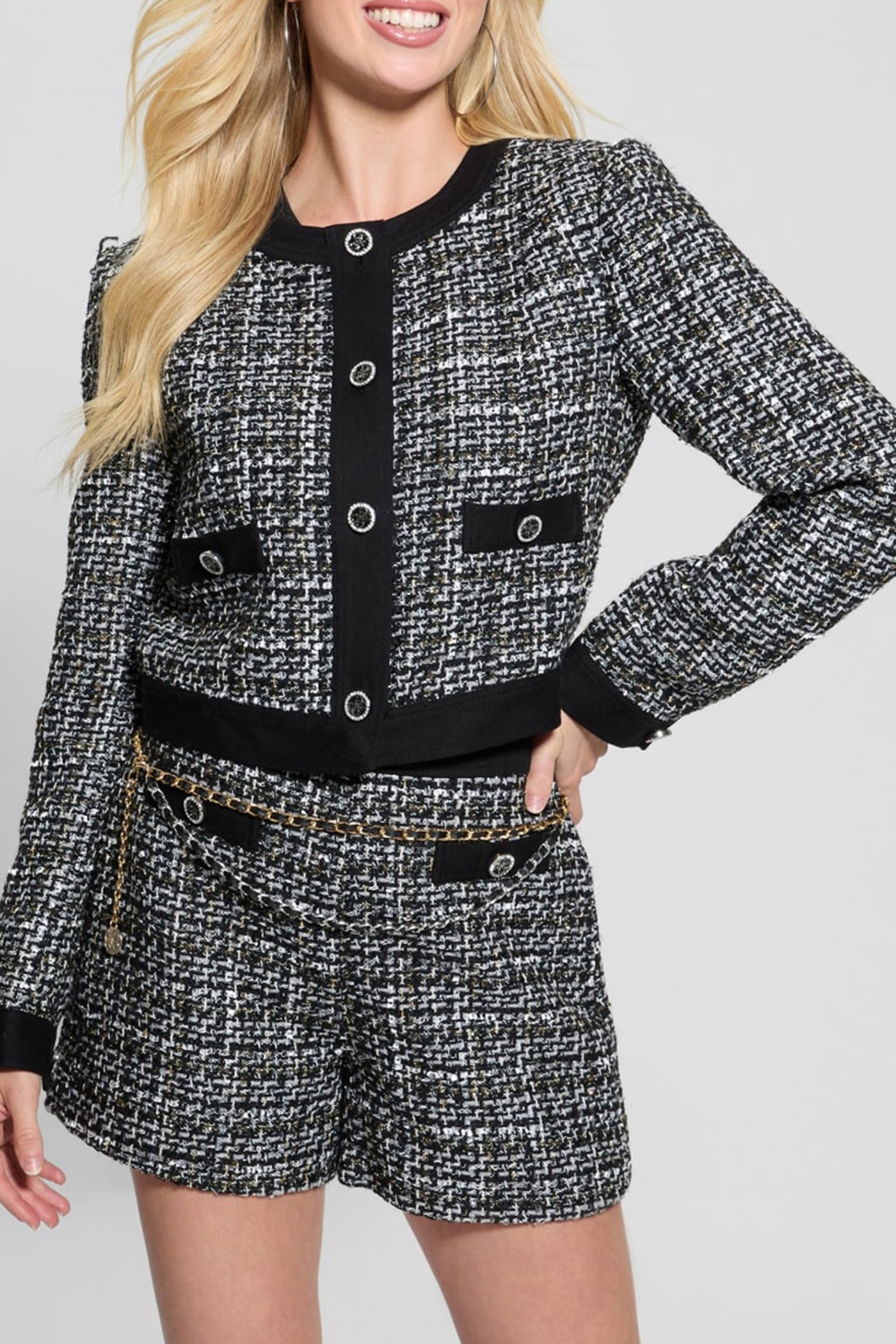 YVONNE MIX DENIM TWE BLACK AND WHITE BOUC 5