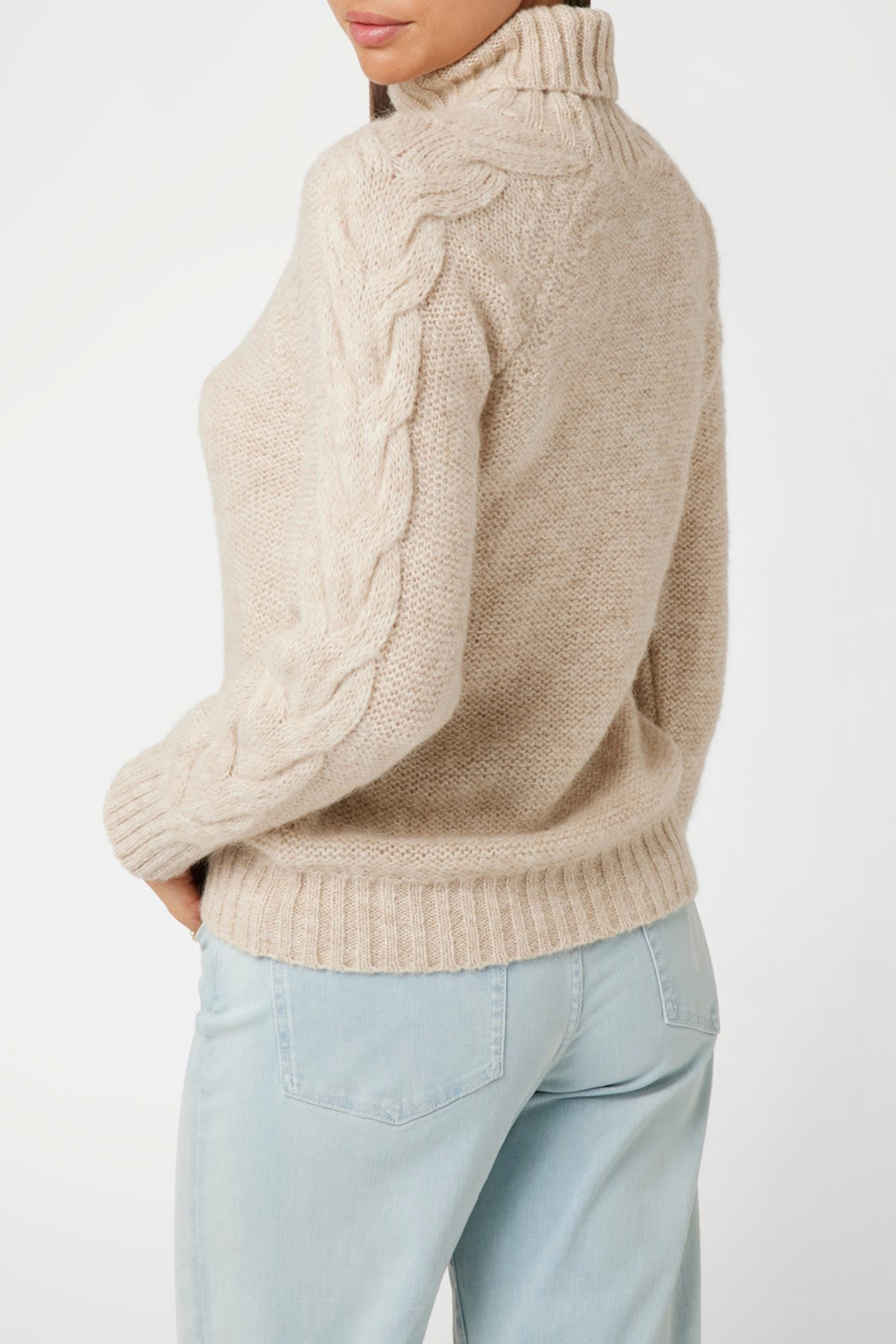 GINNY TN CABLE SWTR CHESTNUT HEATHER 2