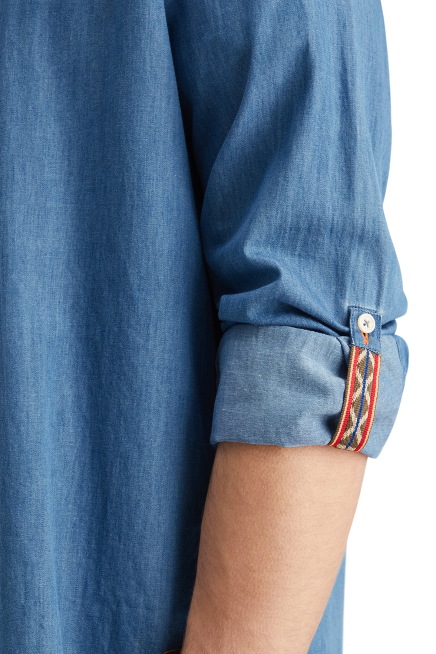 SMART INDIGO LIGHTWEIGHT DENIM SHIRT WITH SLEEVE ADJUSTERS W 9