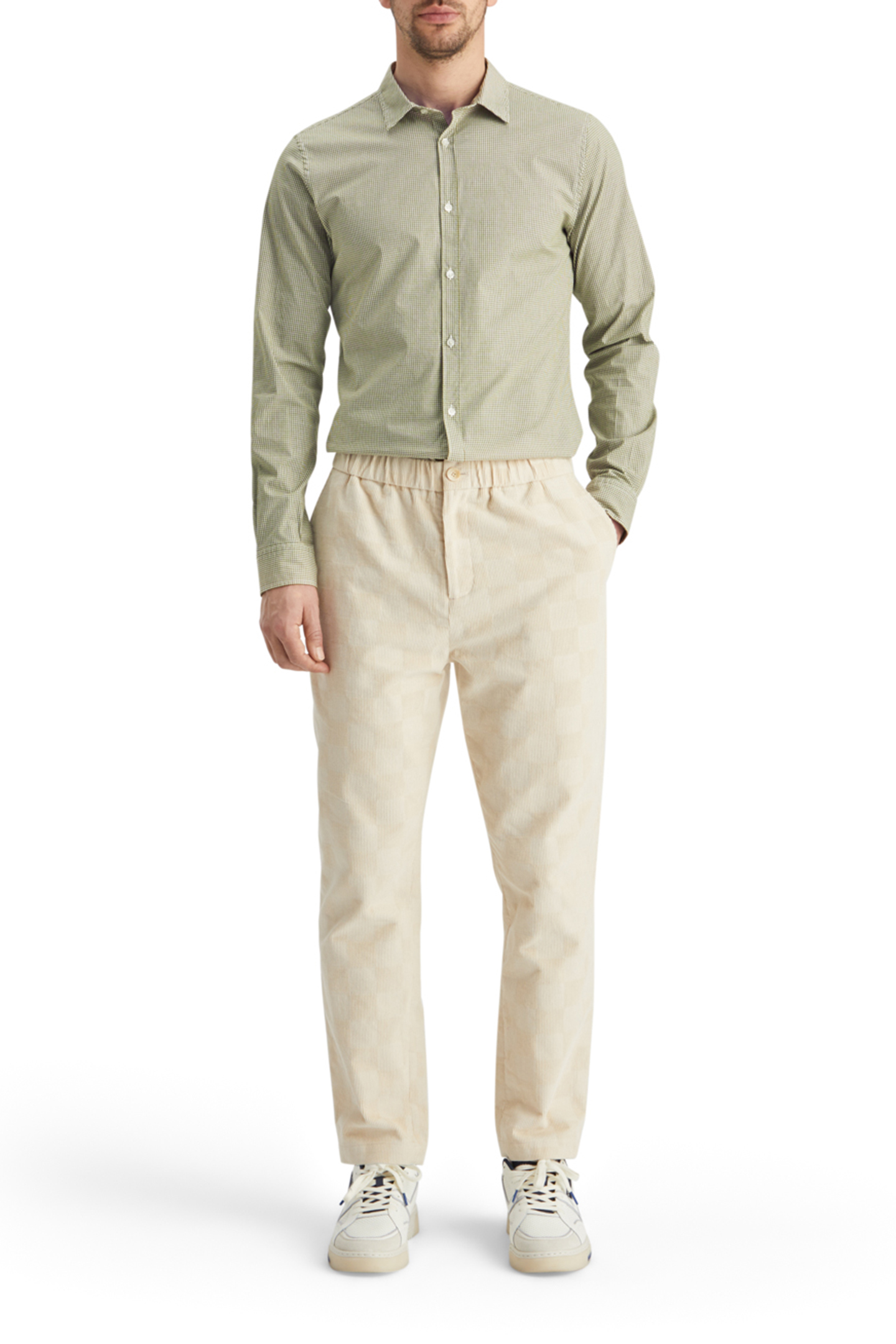 SEASONAL ESSENTIALS POPLIN CHECKED SHIRT GREEN CHECK 3