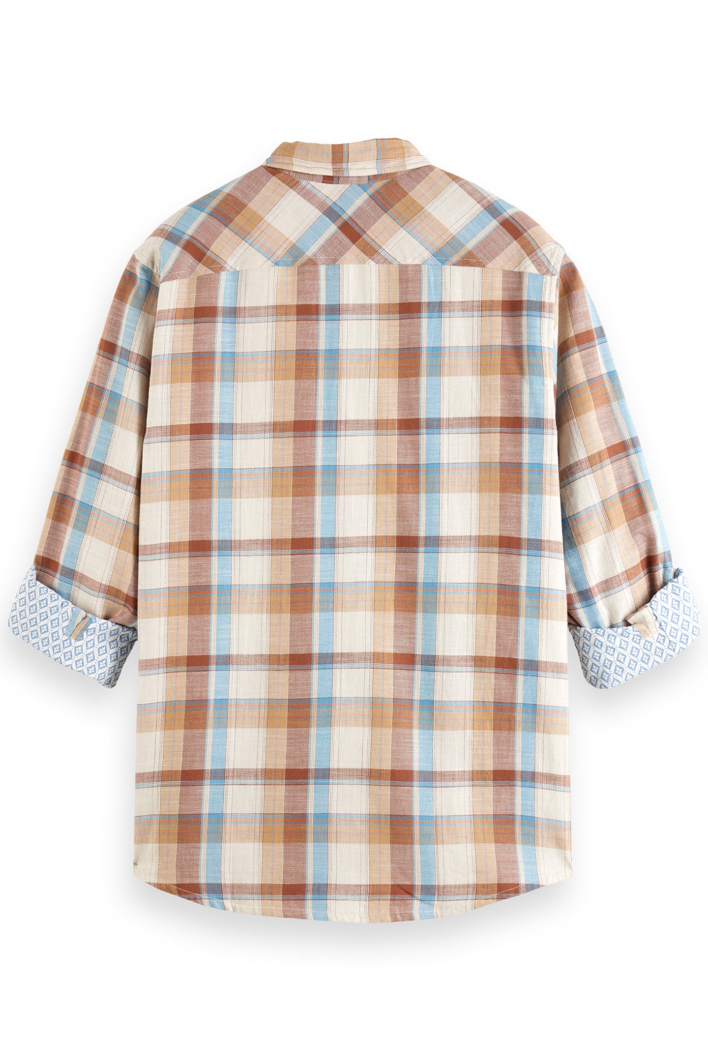YARN DYE CHECK ROLL UP SHIRT BROWN CHECK 2