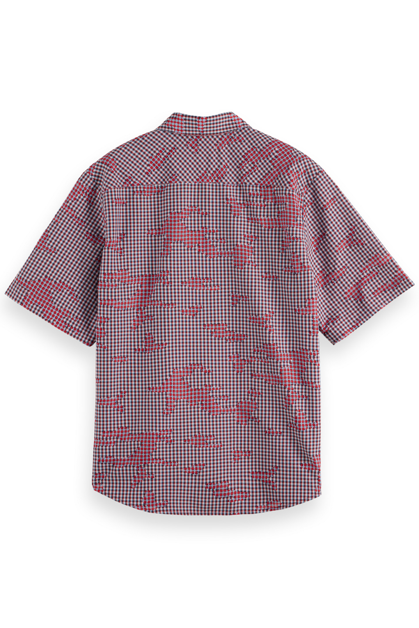 RELAXED FIT MINIMAL BURN OUT CHECK SHIRT BLUE RED CHECK 2