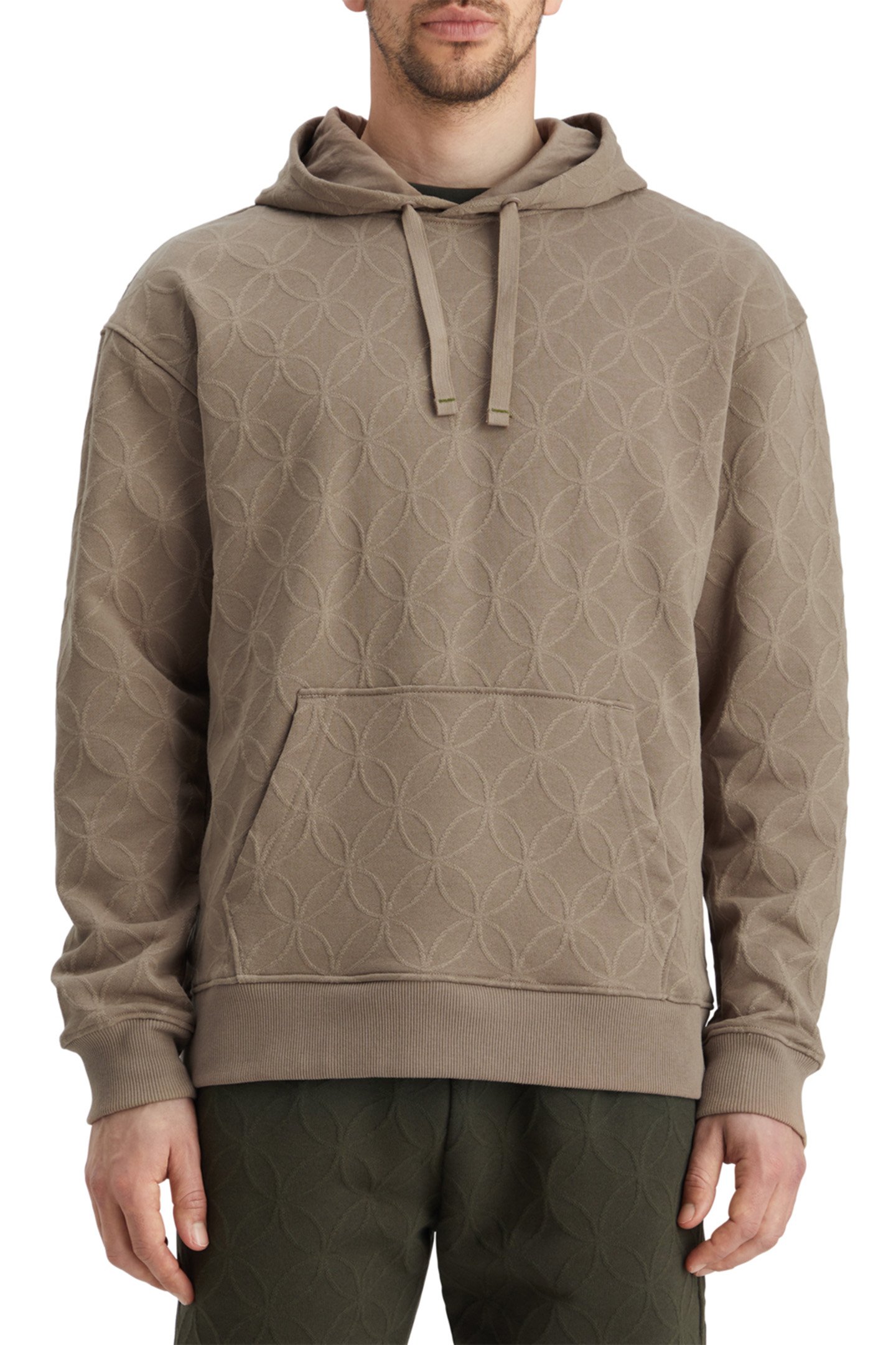 JACQUARD TERRY HOODIE CAPPUCHINO 1