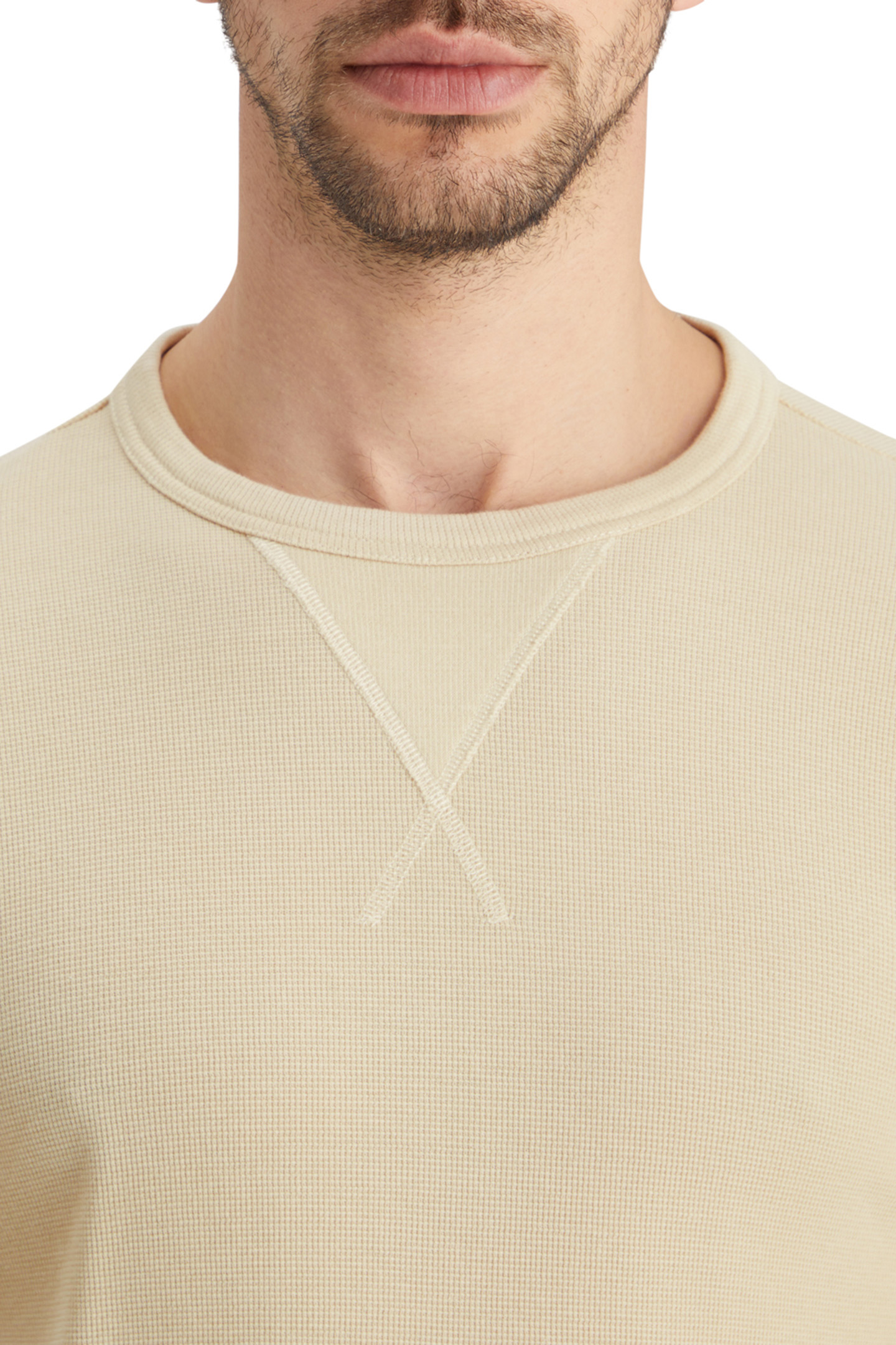 REGULAR FIT WAFFLE T-SHIRT LS PARCHMENT 6