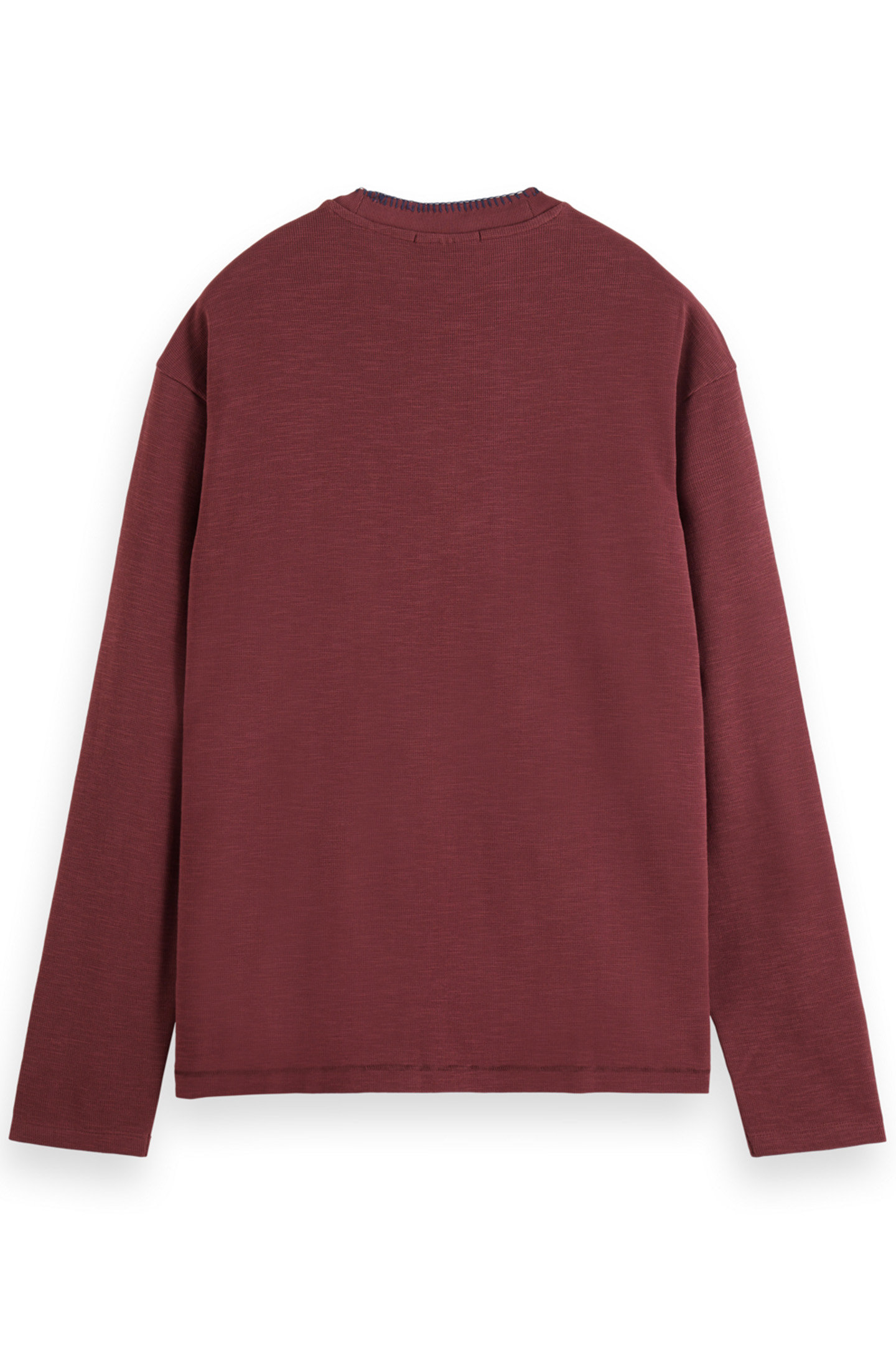 RELAXED FIT BLANKET STITCH SLUB LONGSLEEVE T-SHIRT WINE 5