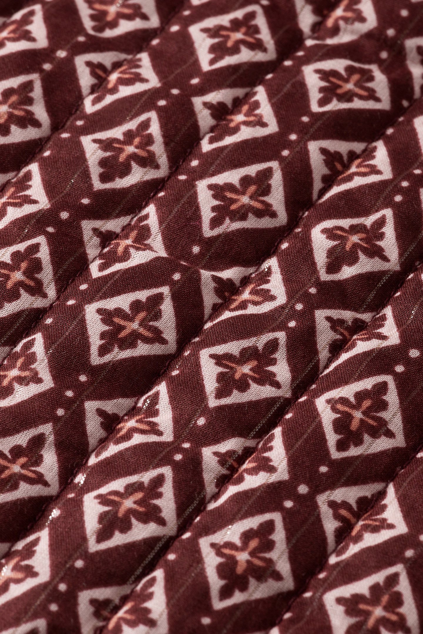 REVERSIBLE BLOCKPRINT LINER JACKET GEO FLOWER BORDEAUX 9