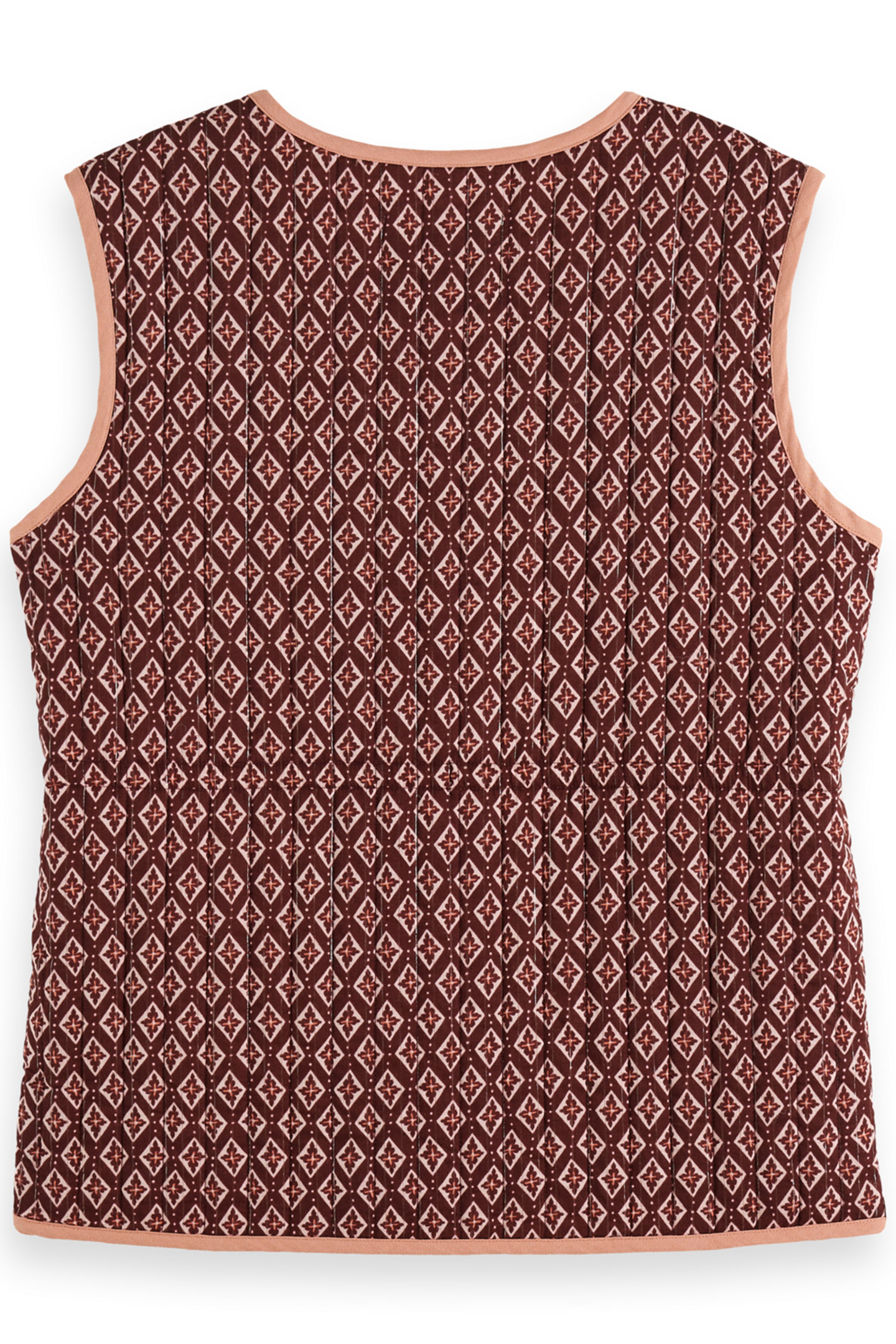BLOCK PRINT GILET GEO FLOWER BORDEAUX 2