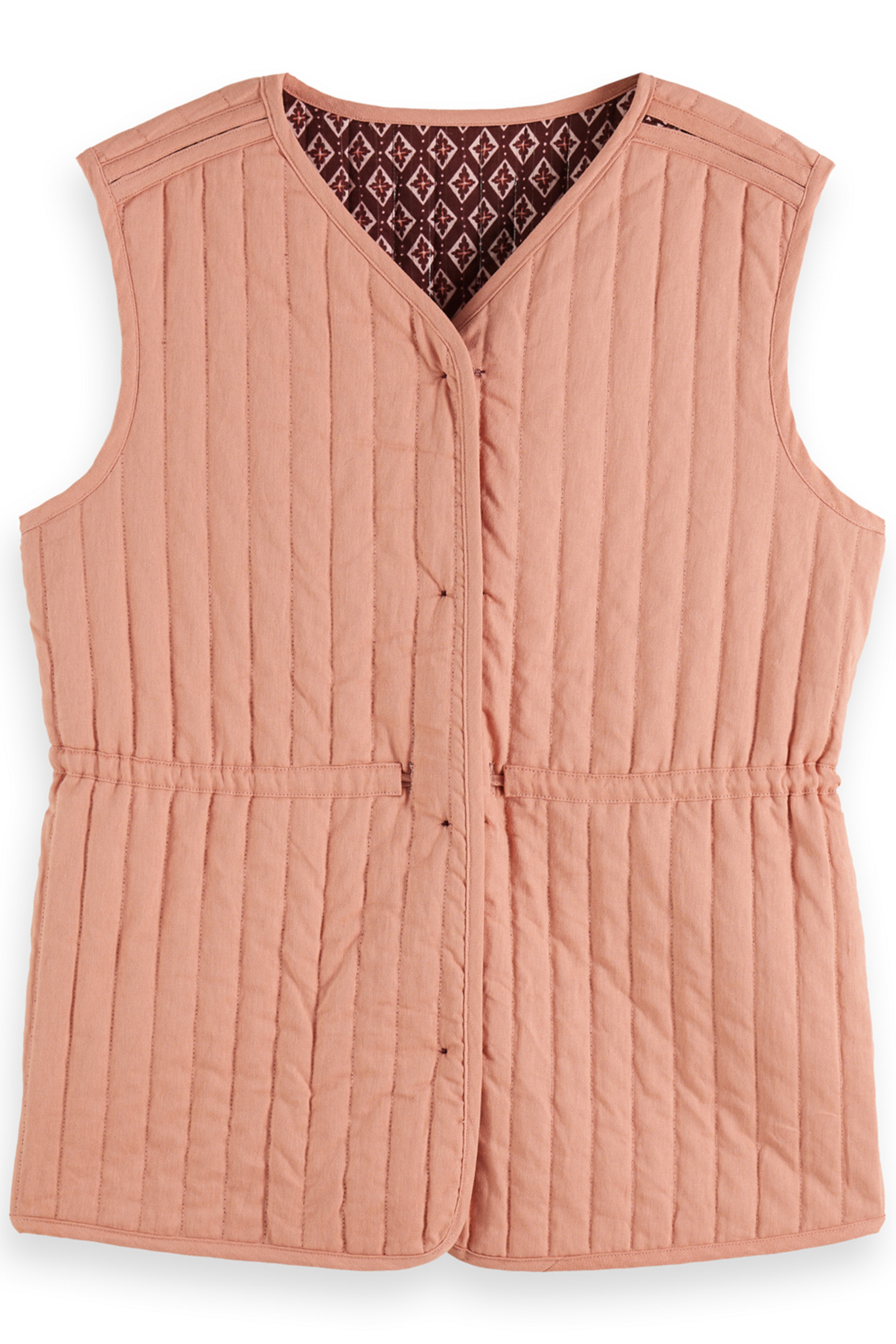 BLOCK PRINT GILET GEO FLOWER BORDEAUX 3