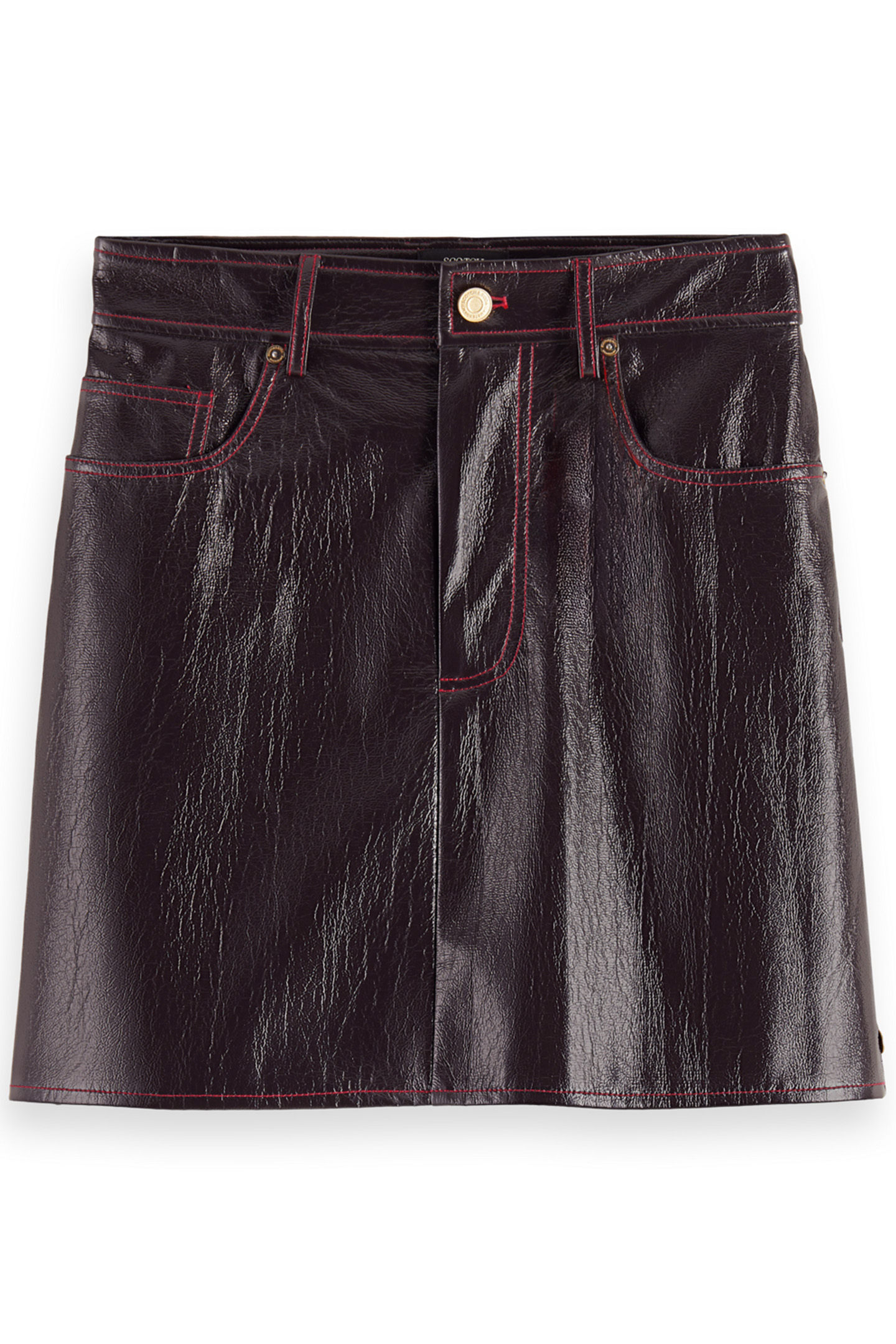 FAUX LEATHER MINI SKIRT WINE 4