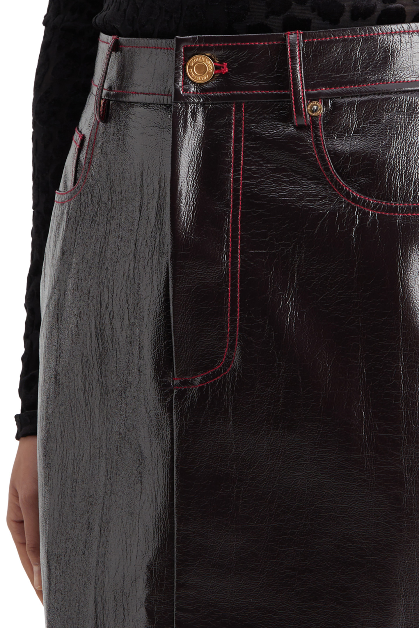 FAUX LEATHER MINI SKIRT WINE 7