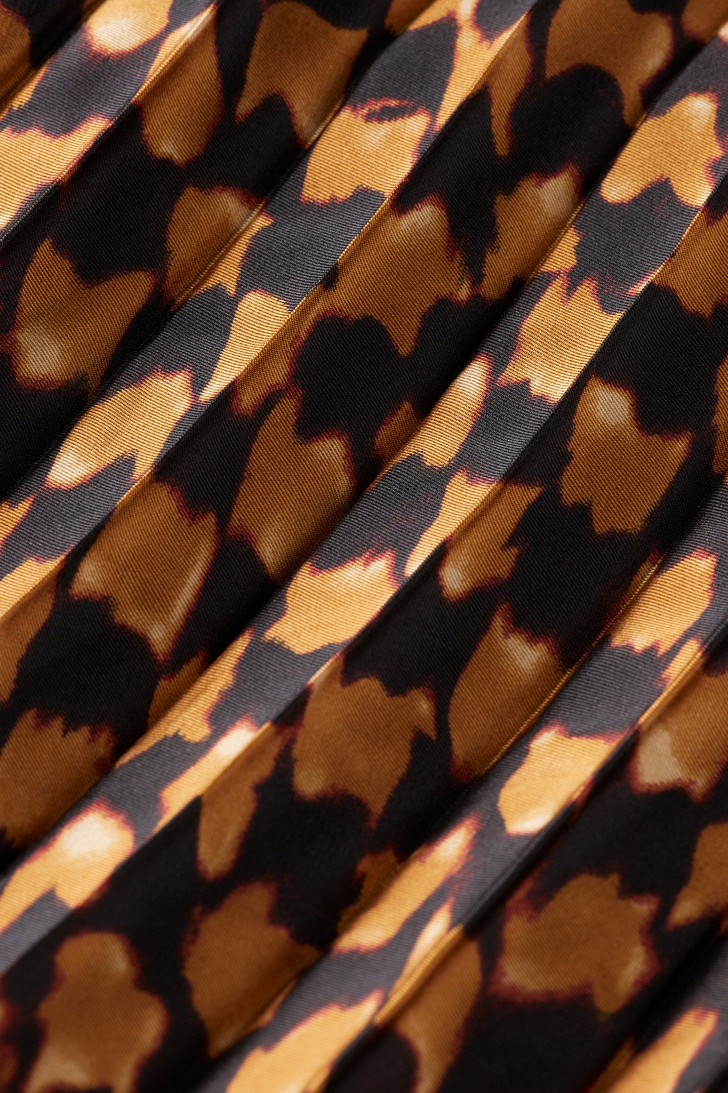 PLEATED PRINTED SKIRT IKAT CHECKERBOARD TOBACCO 3