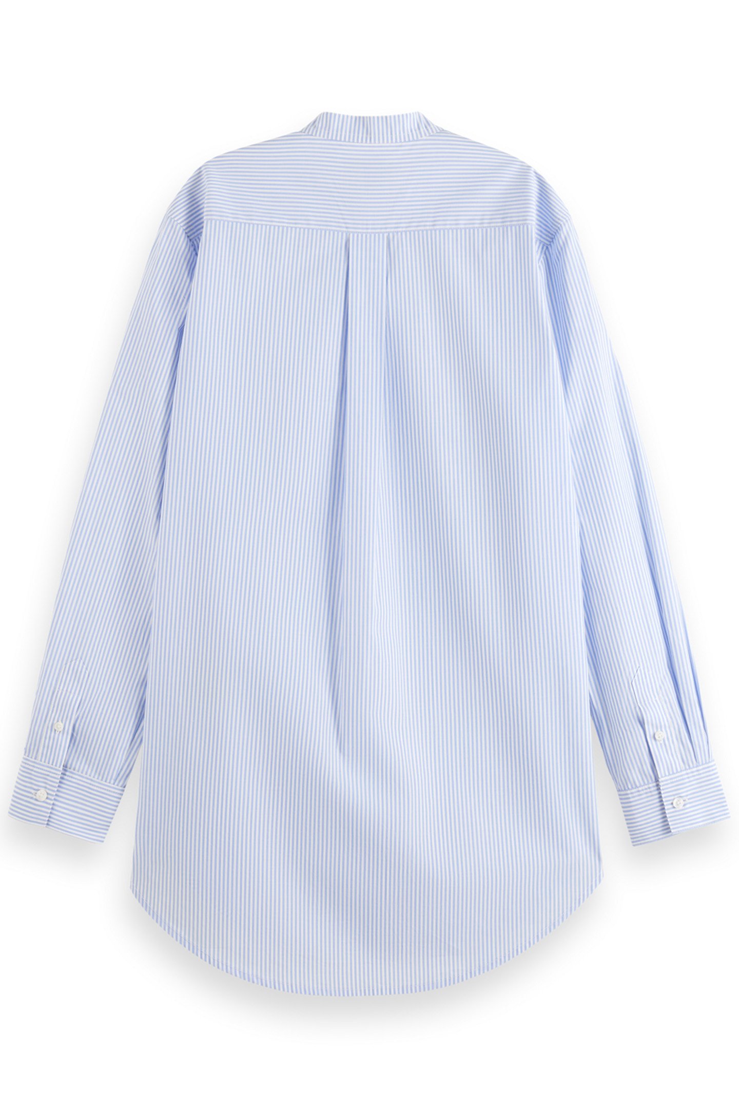 PLACKET RUFFLE SHIRT MYSTIC BLUE AND WHITE STRIPES 2