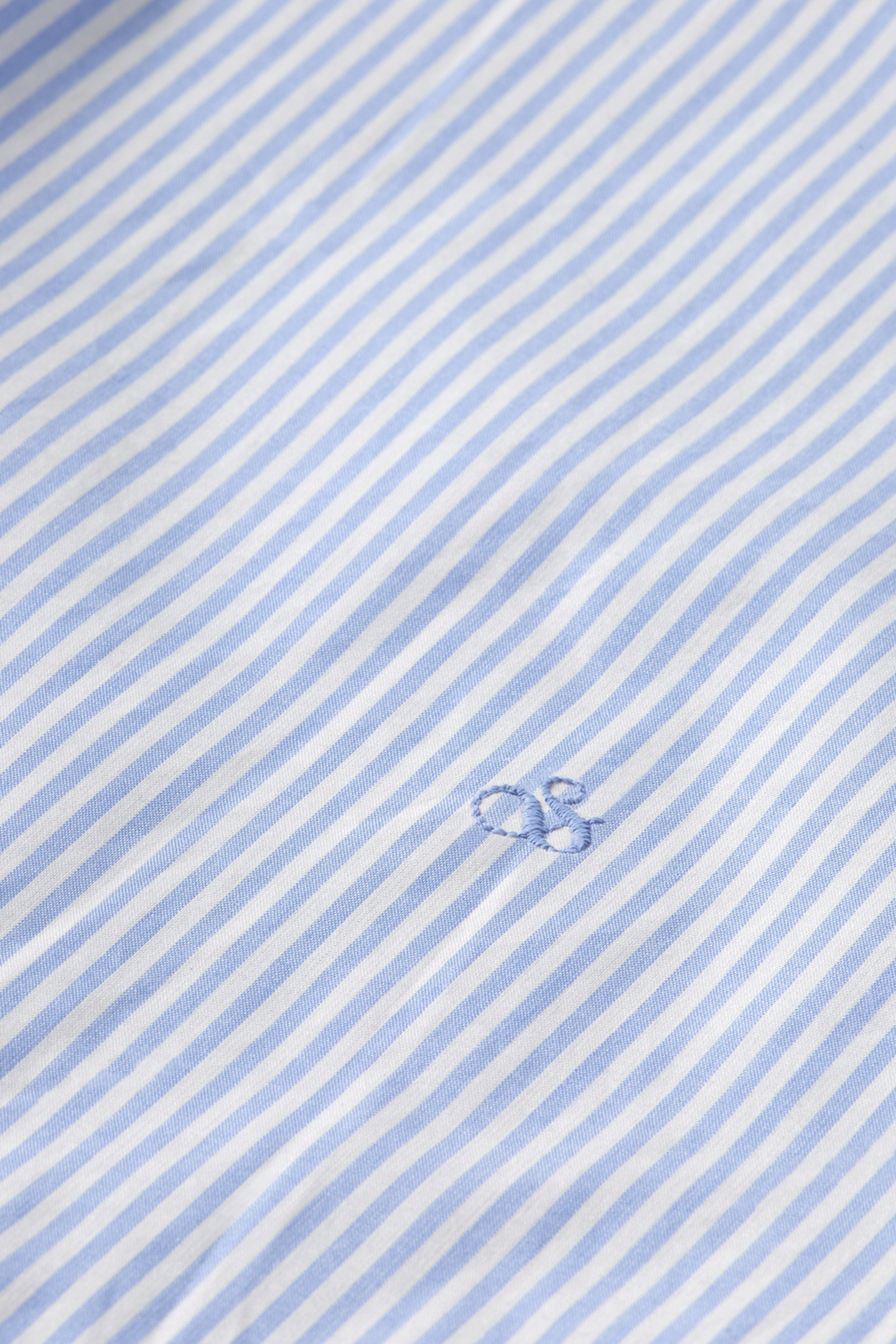 PLACKET RUFFLE SHIRT MYSTIC BLUE AND WHITE STRIPES 3