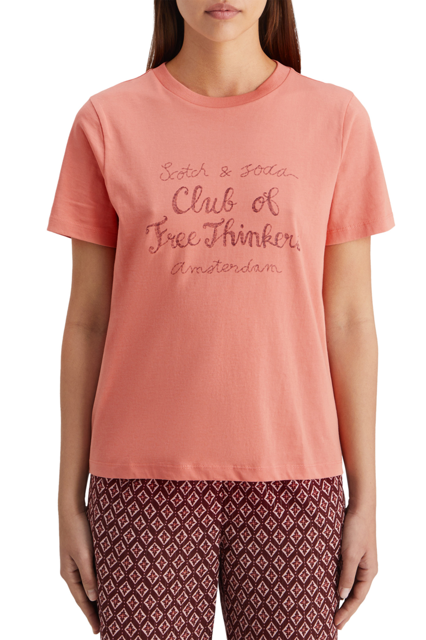 REGULAR FIT T-SHIRT WITH FRONT ARTWORK CLAY PINK by Scotch & Soda