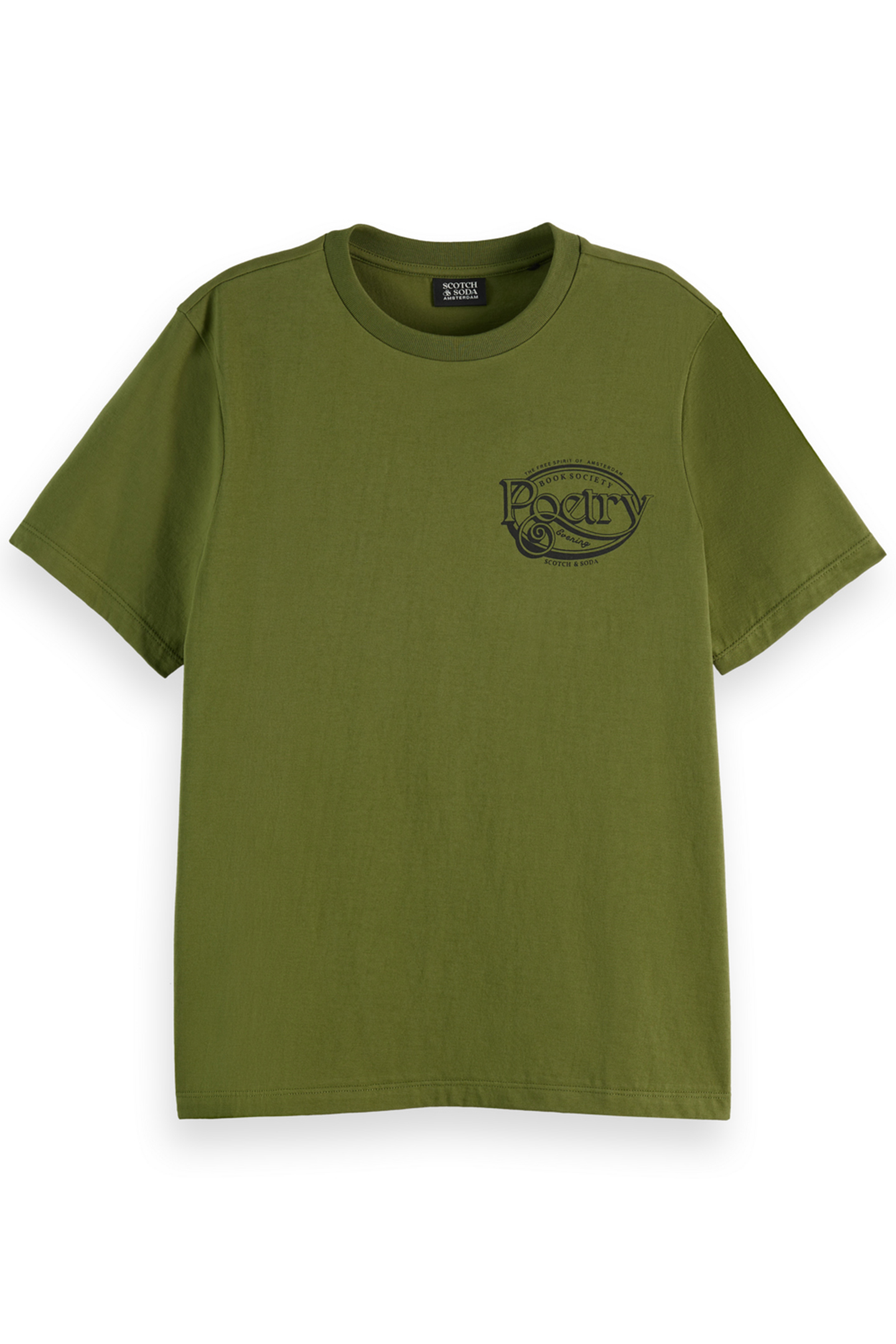 REGULAR FIT T-SHIRT WITH SMALL CHEST ARTWORK MOSS GREEN 4